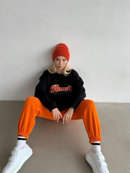 Ready Süzene Detay 3 İplik Sweatshirt Siyah