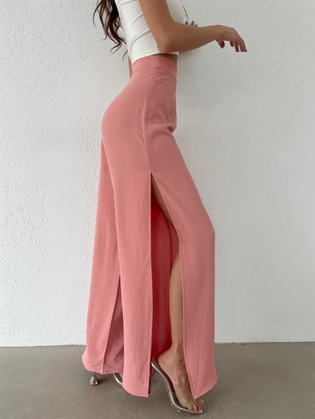 Yan Yırtmaç Aerobin Pantolon Pembe