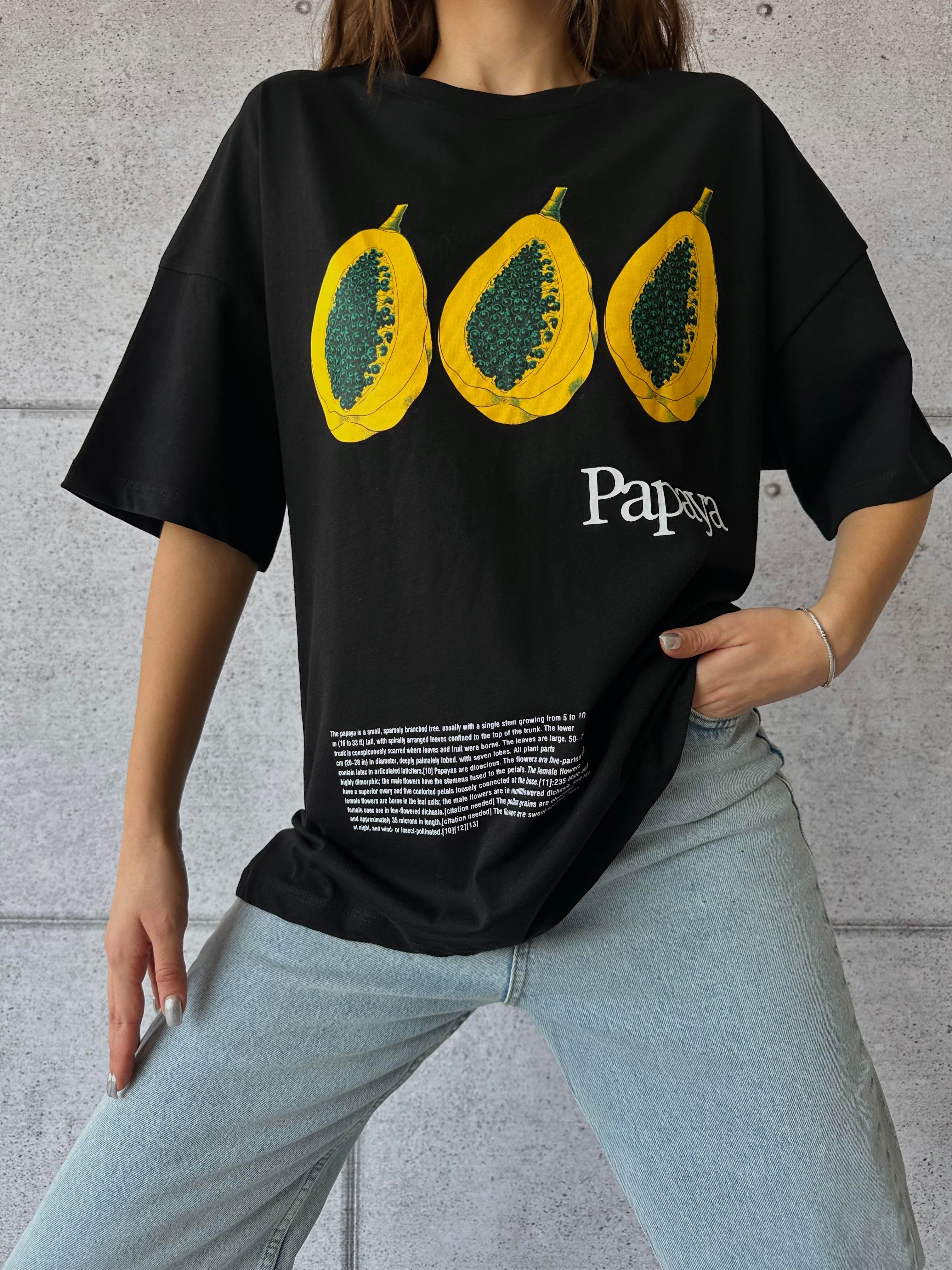 Papaya Baskılı Tshirt Siyah