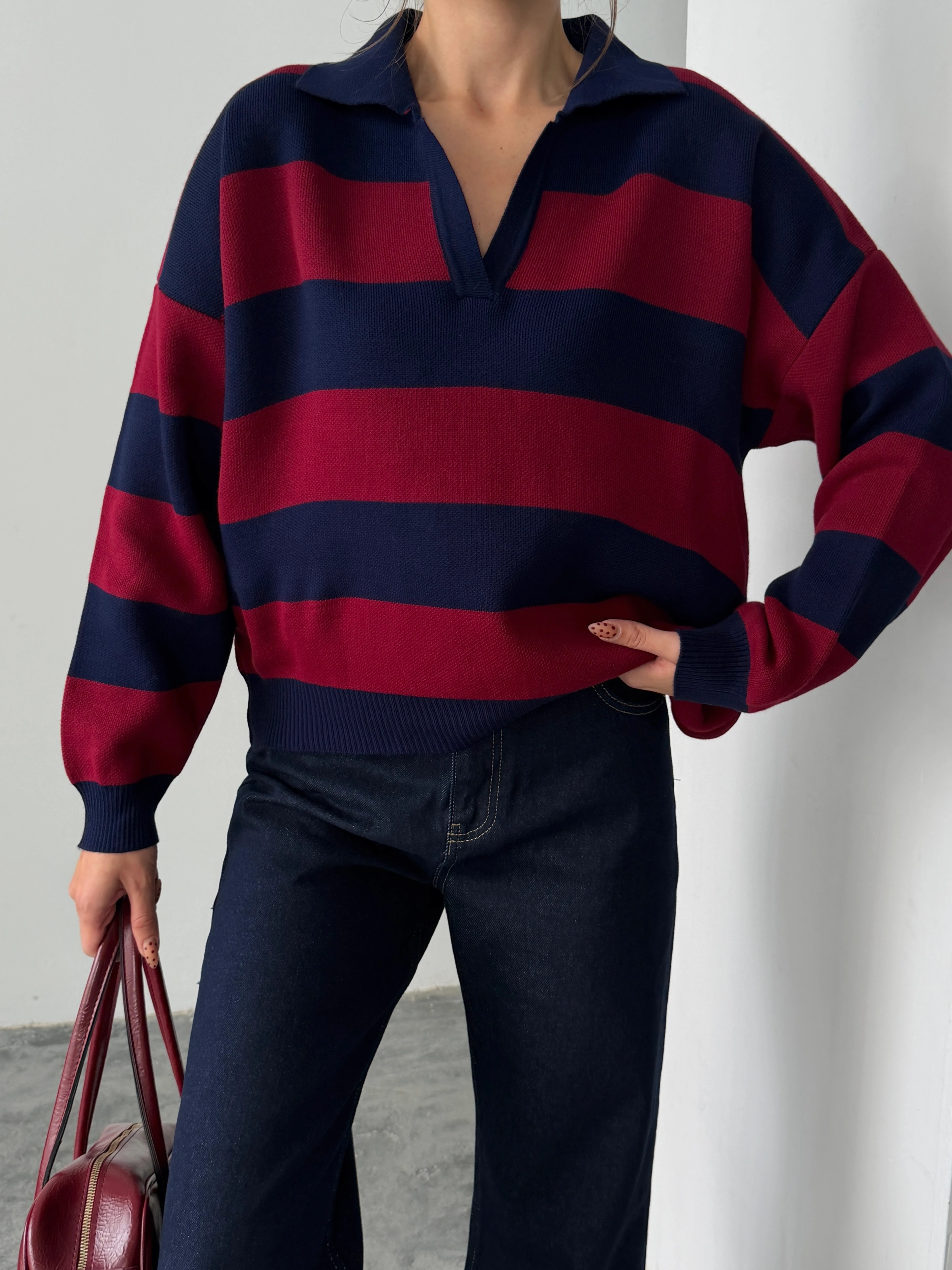 Polo Yaka Kazak  - Bordo-Laci