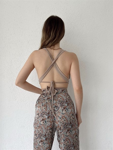 Bağlamalı Sandy Croptop Vizon