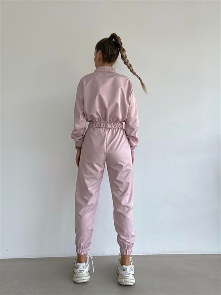 Paraşüt Kumaş İkili Jogger Takım Pudra Pembe