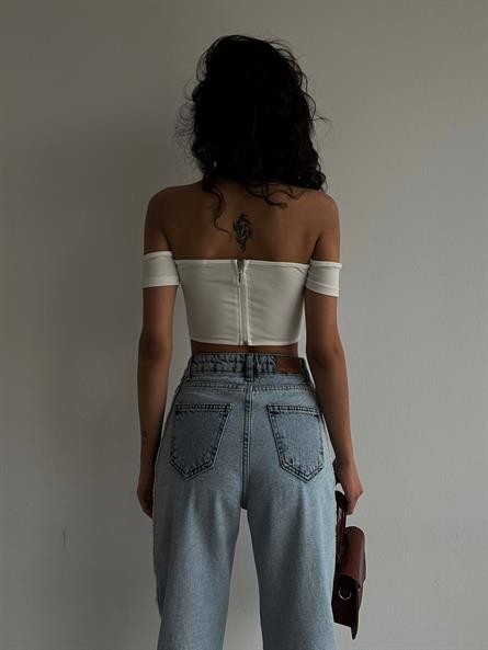 Babe Korse Crop Beyaz