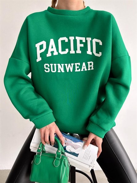 Pacific Oversize 3 İplik Sweatshirt Yeşil