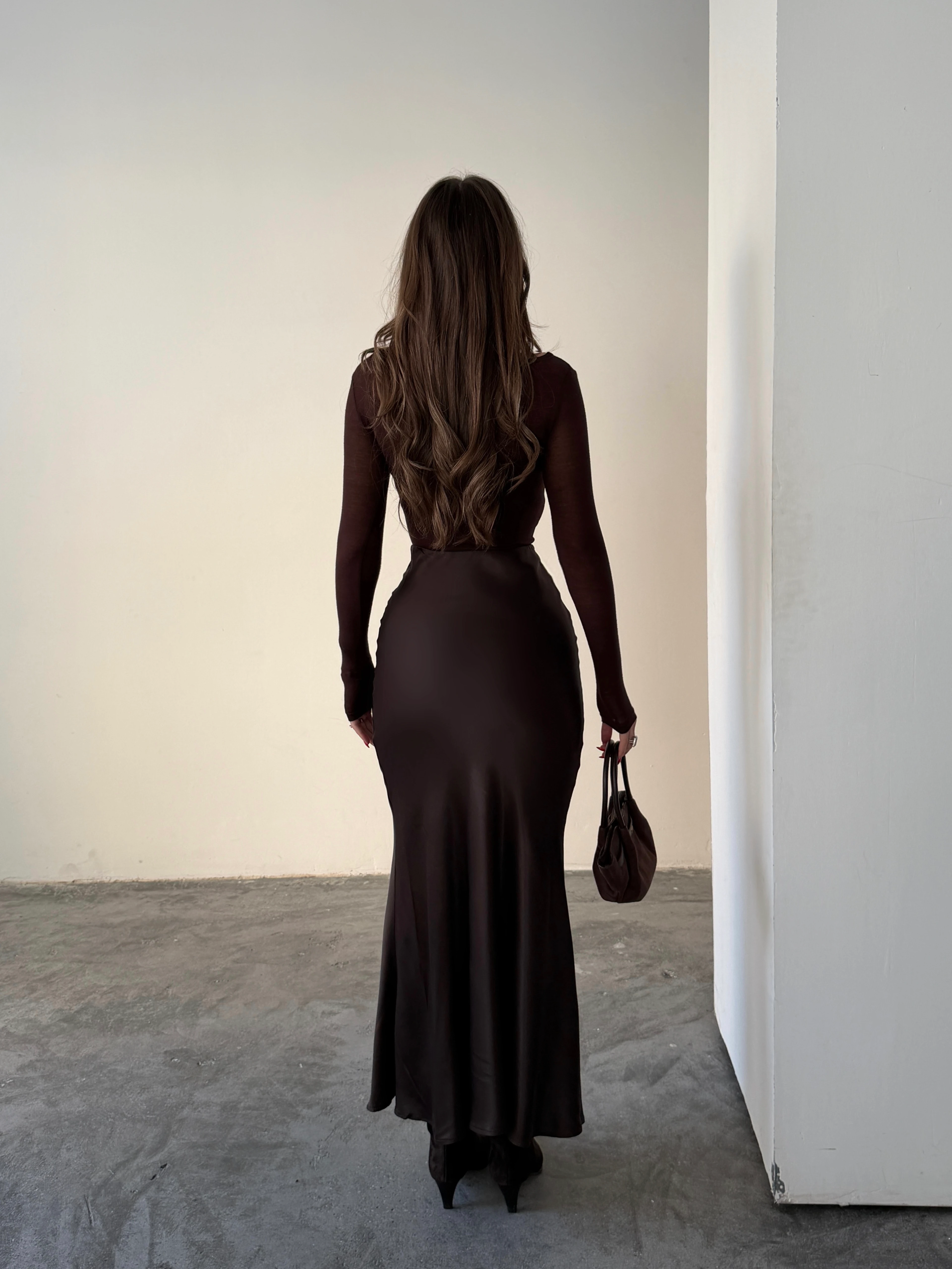 Düz Maxi Saten Etek