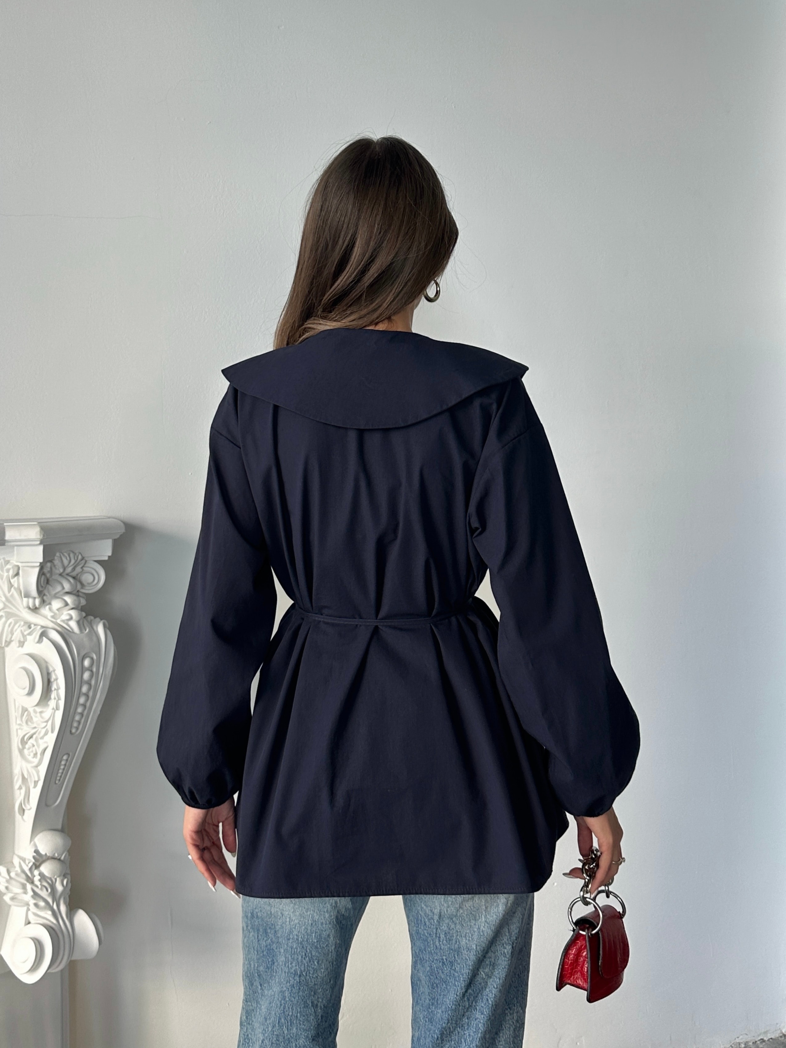 Geniş Yaka Poplin Gömlek