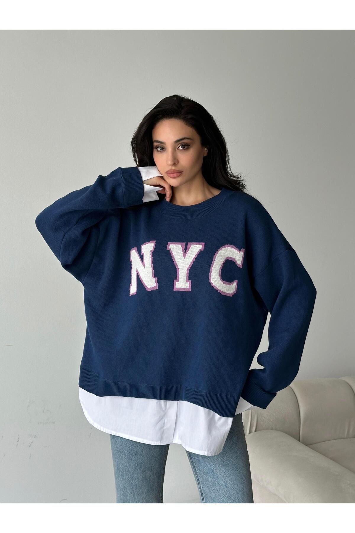 Nyc Gömlekli Birleşik Sweat Lacivert