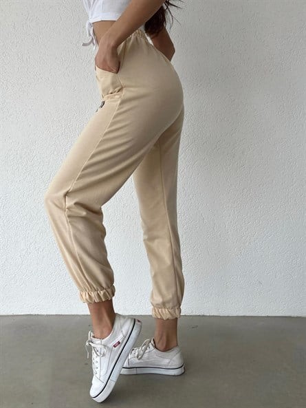 Bel Detay Miami Jogger Eşofman Krem