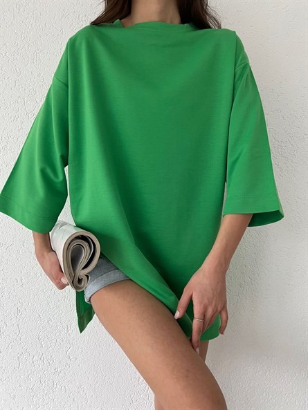 Boyfriend Yan Yırtmaç Basic Koyu Yeşil