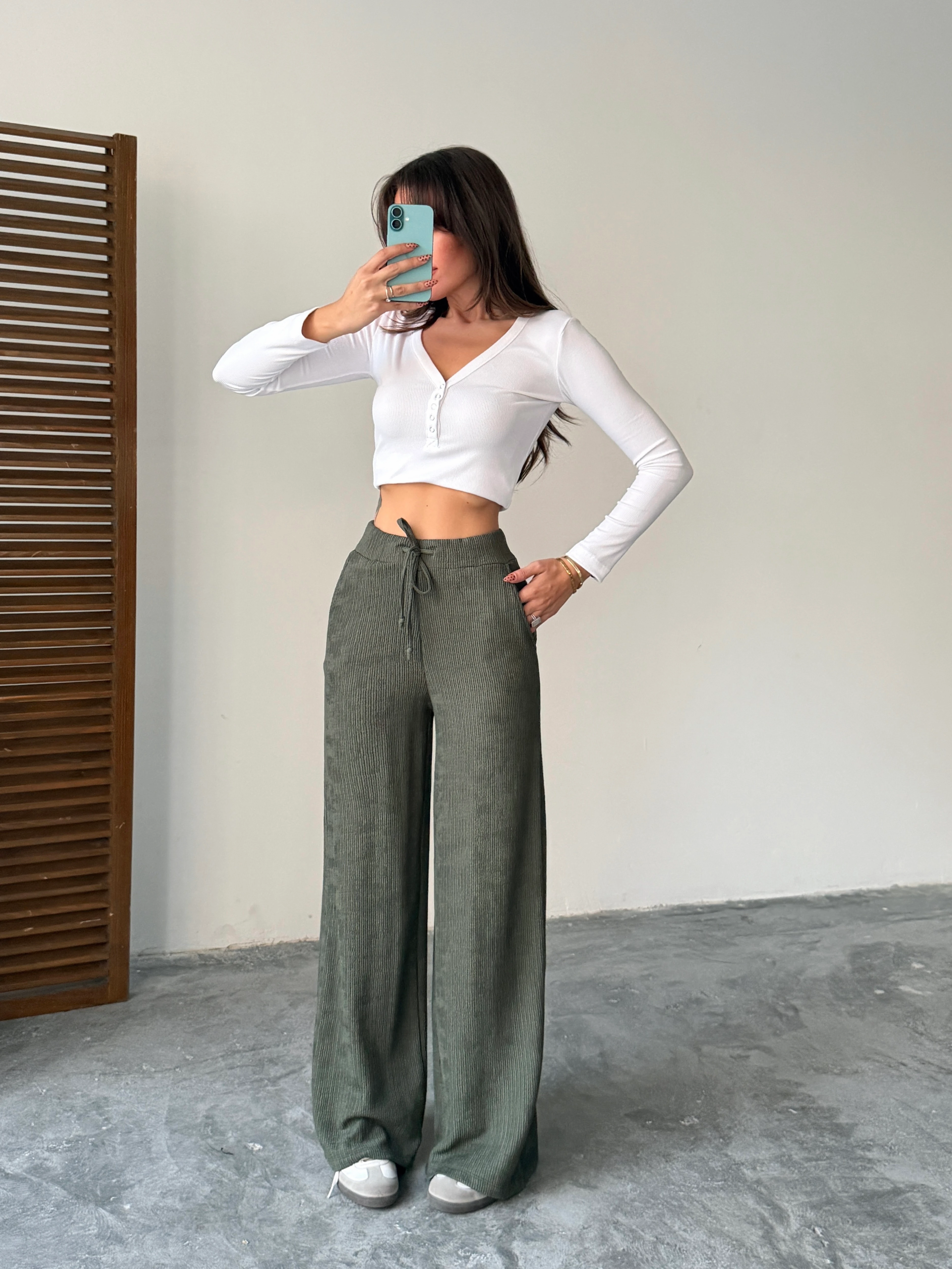 Bel Bağcık Fitilli Pantolon