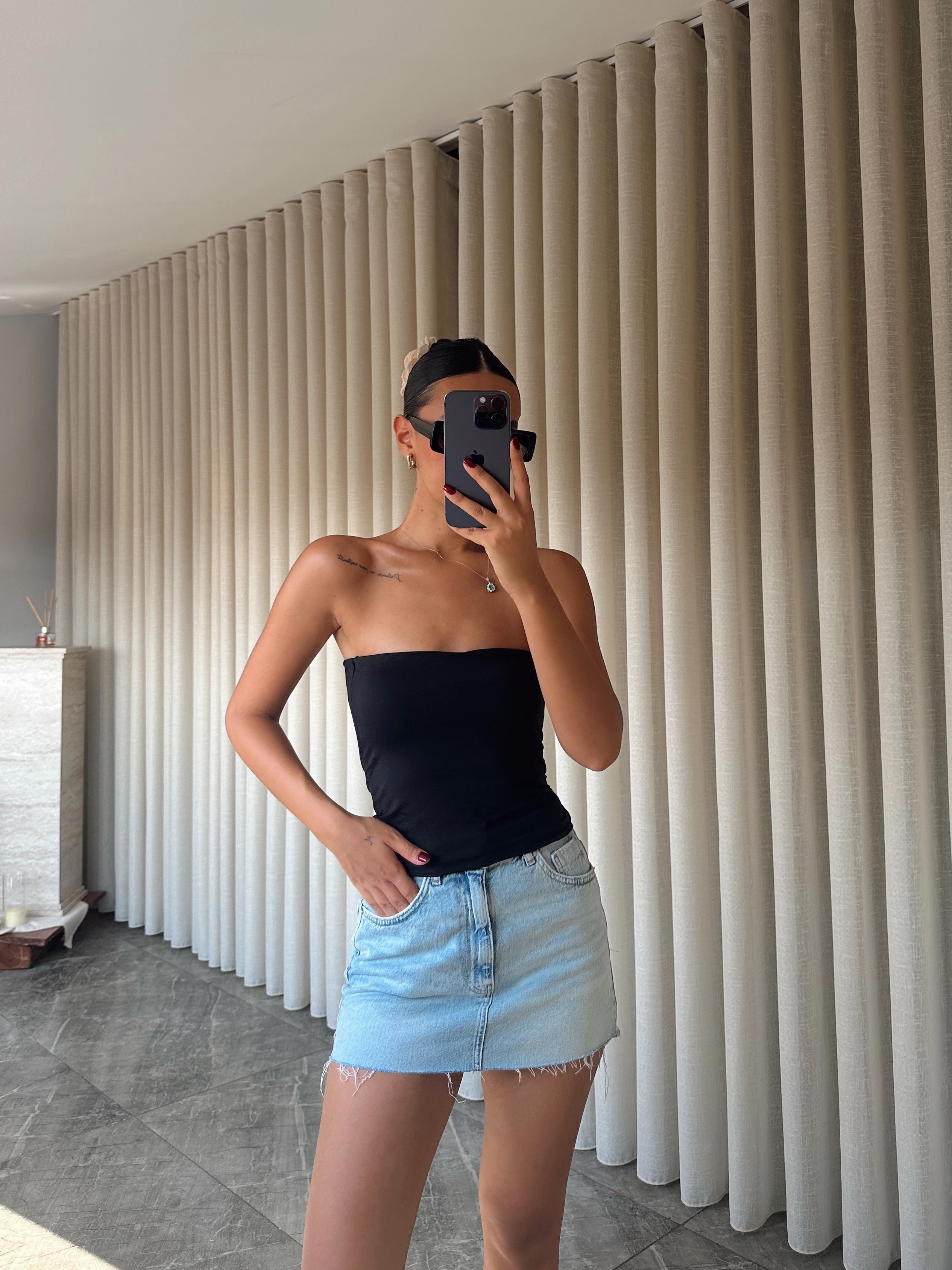 Scuba Straplez Crop - Black