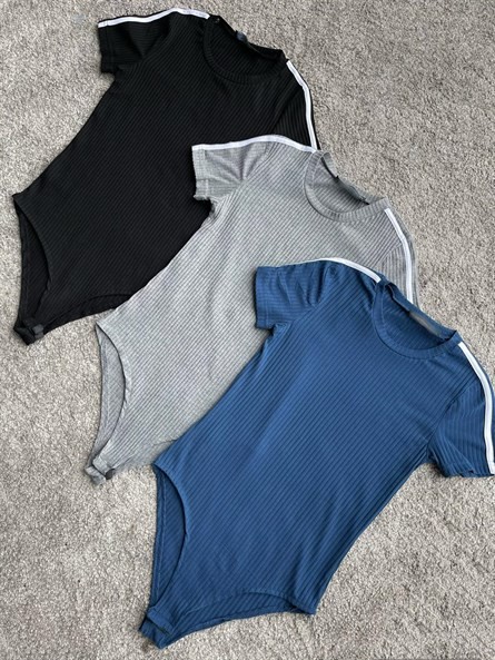 Omuz Çizgi Detay Bodysuit Siyah