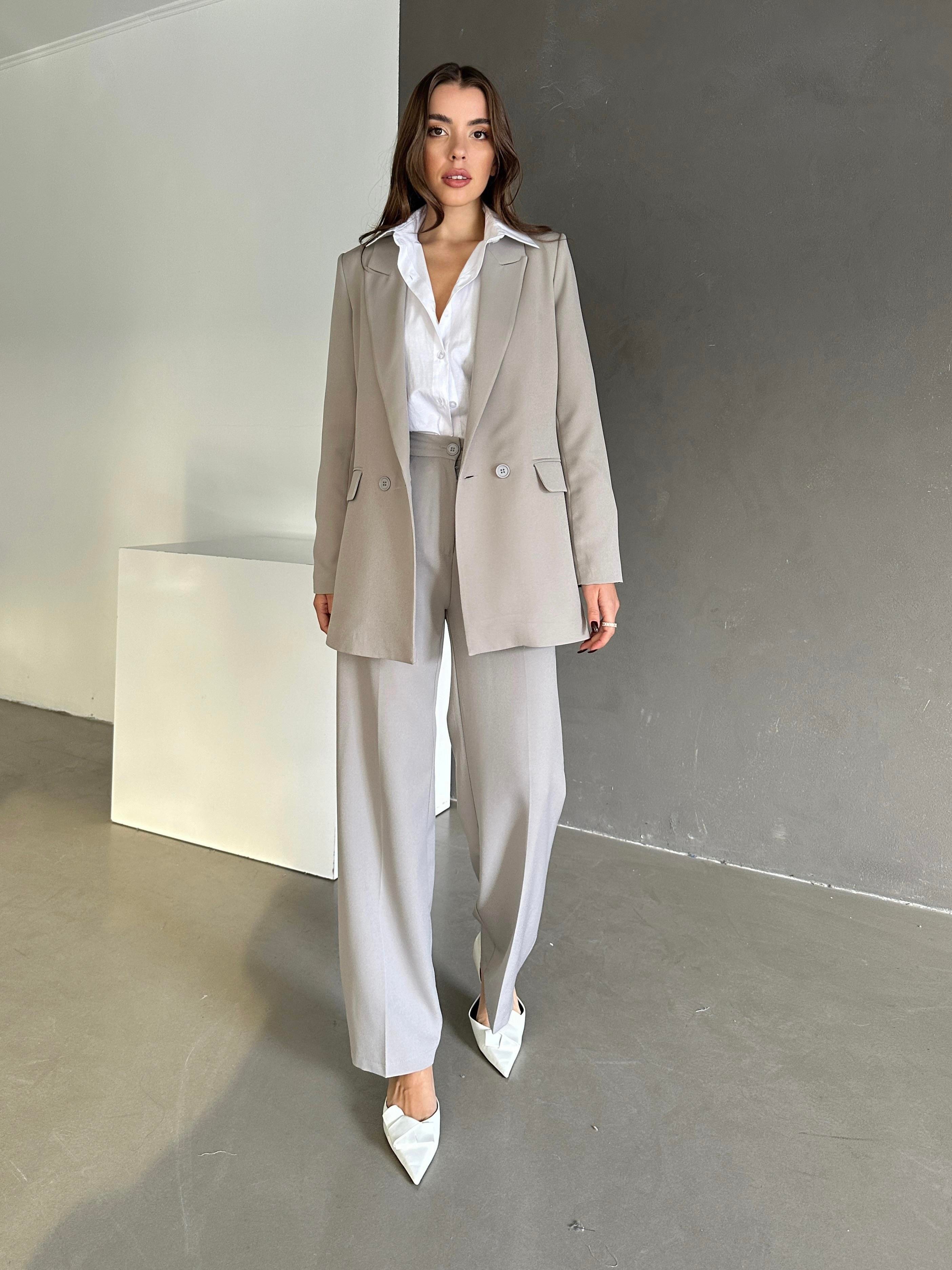 Classic Blazer Ceket Gri