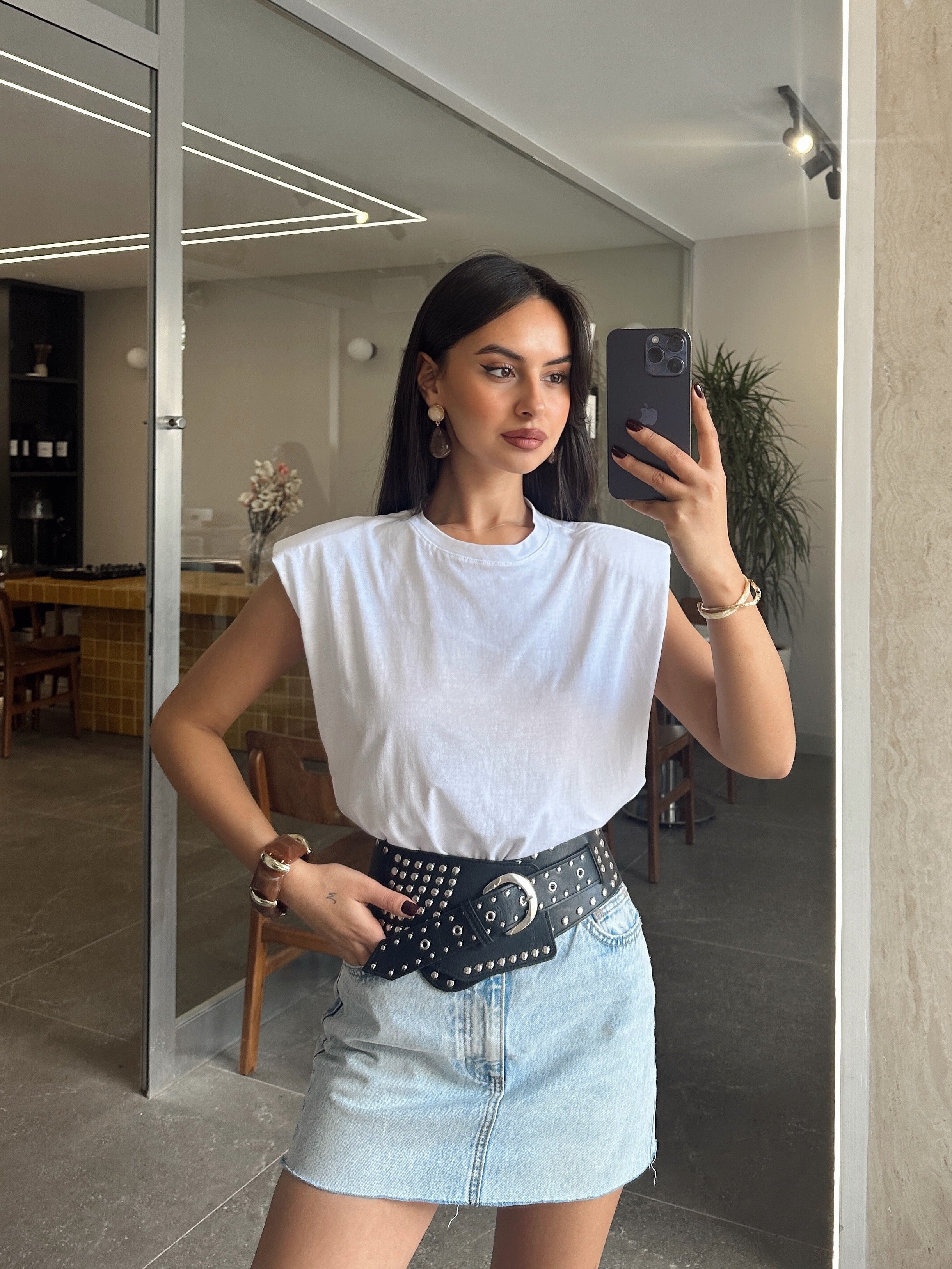 Vatka Detaylı Basic - Beyaz