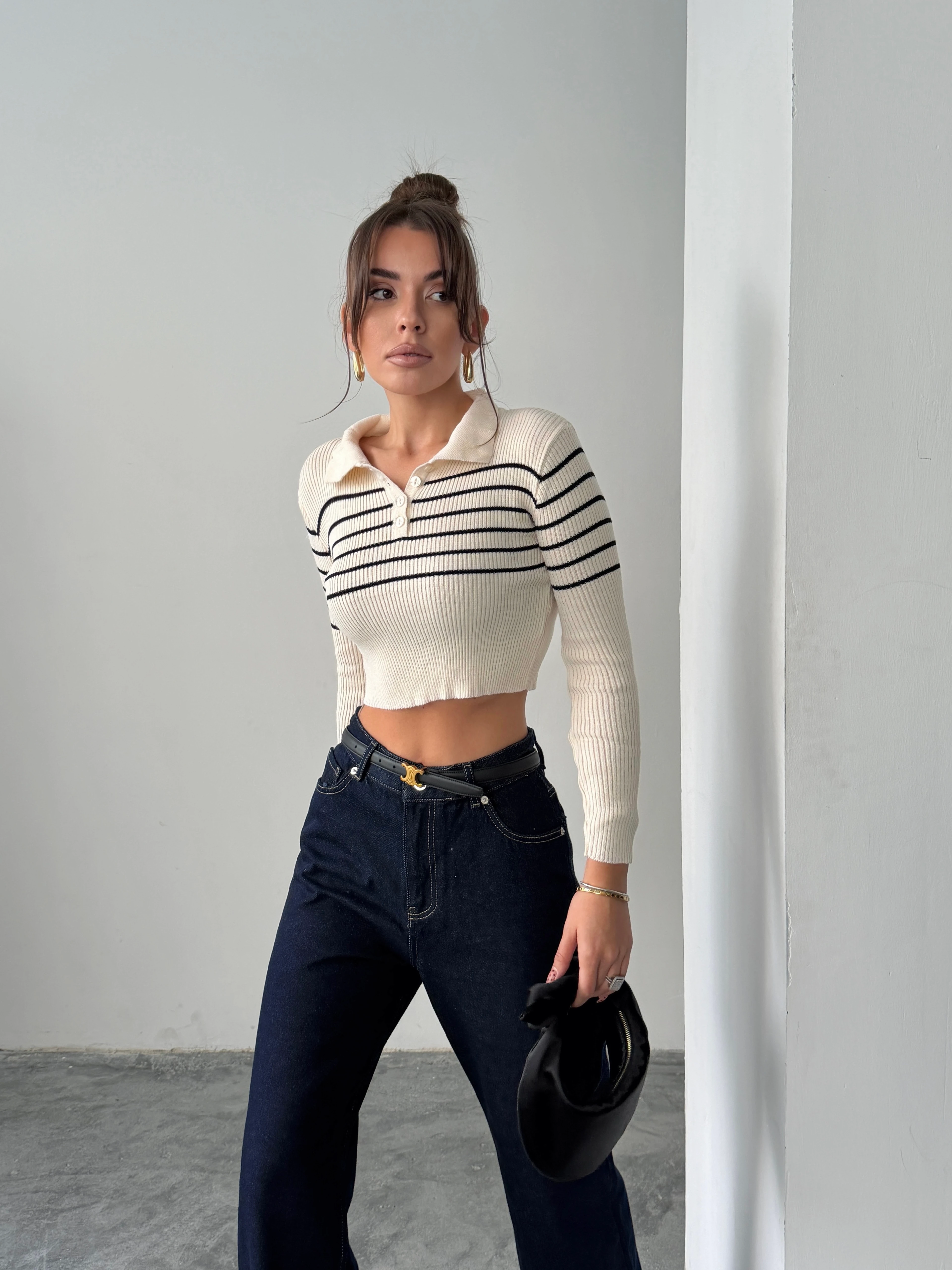 Polo Yaka Düğmeli Triko