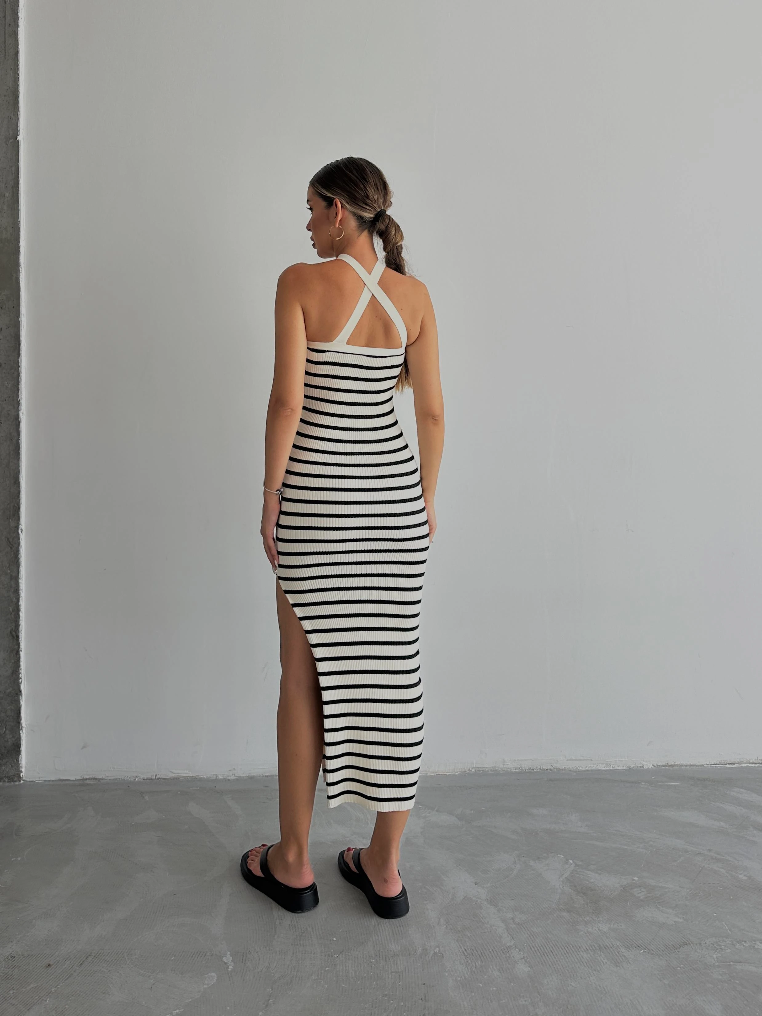 Adel Triko Line Elbise Çizgili