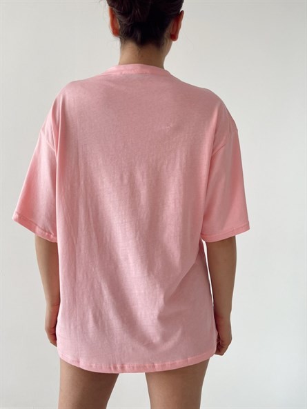 Major Baskı Oversize Basic Pembe