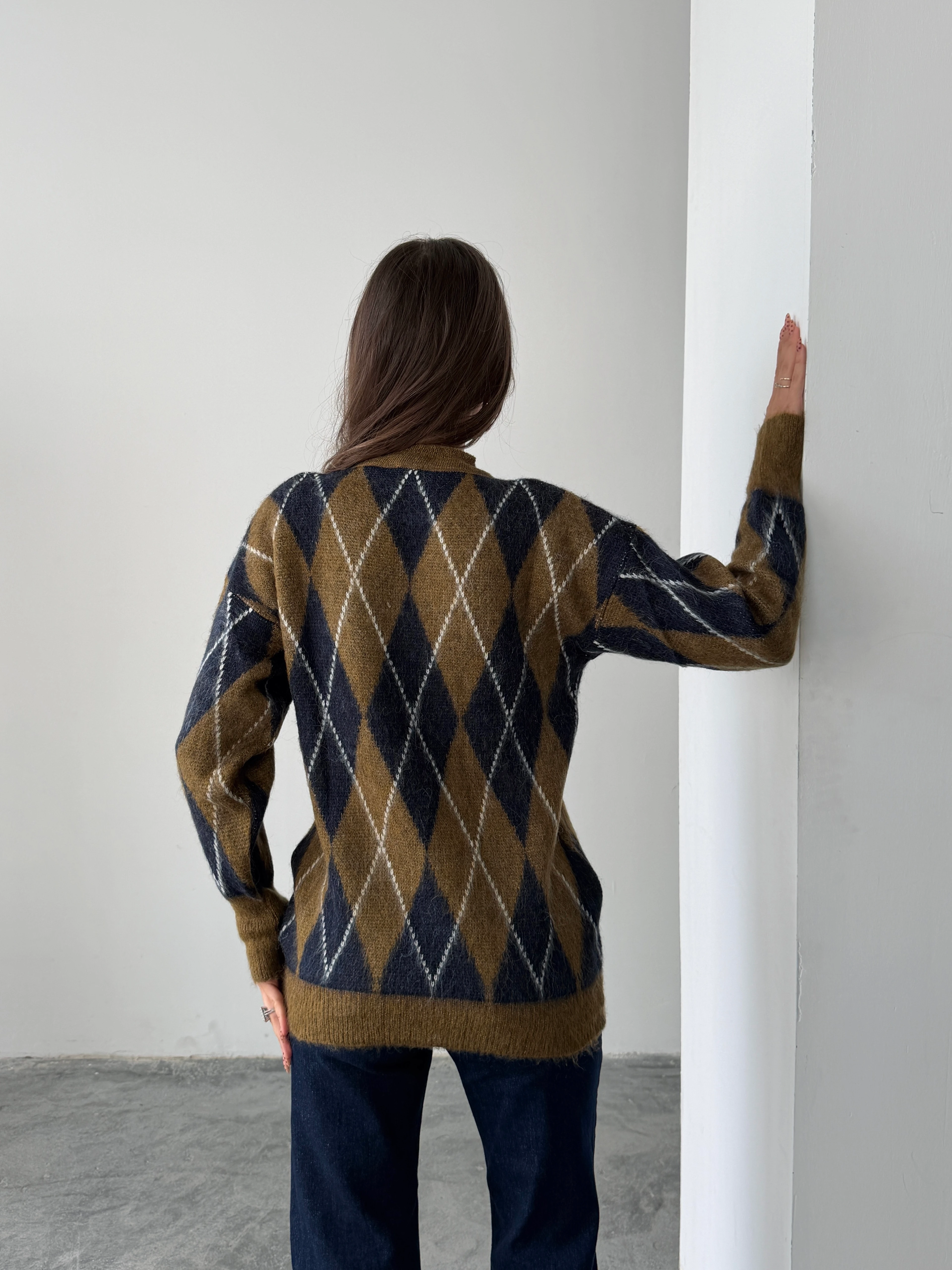 Ribanalı Baklava Desen Kazak