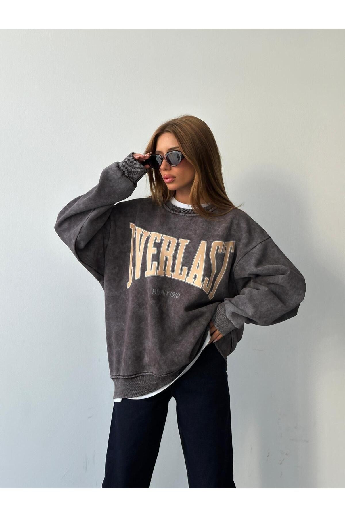 Everlast Baskı Sweat Gri Yıkama