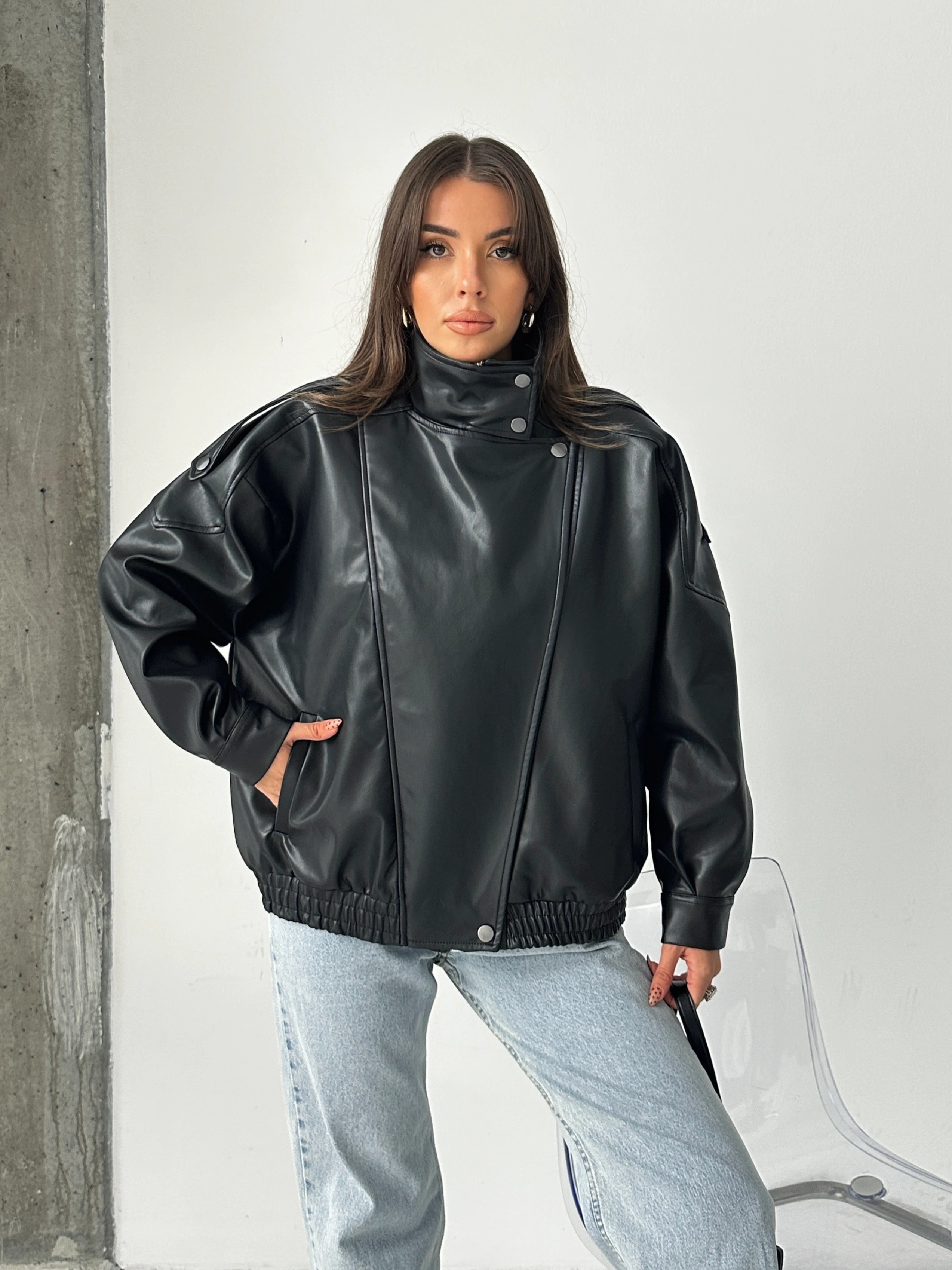 Oversize Iconıc Deri Ceket 