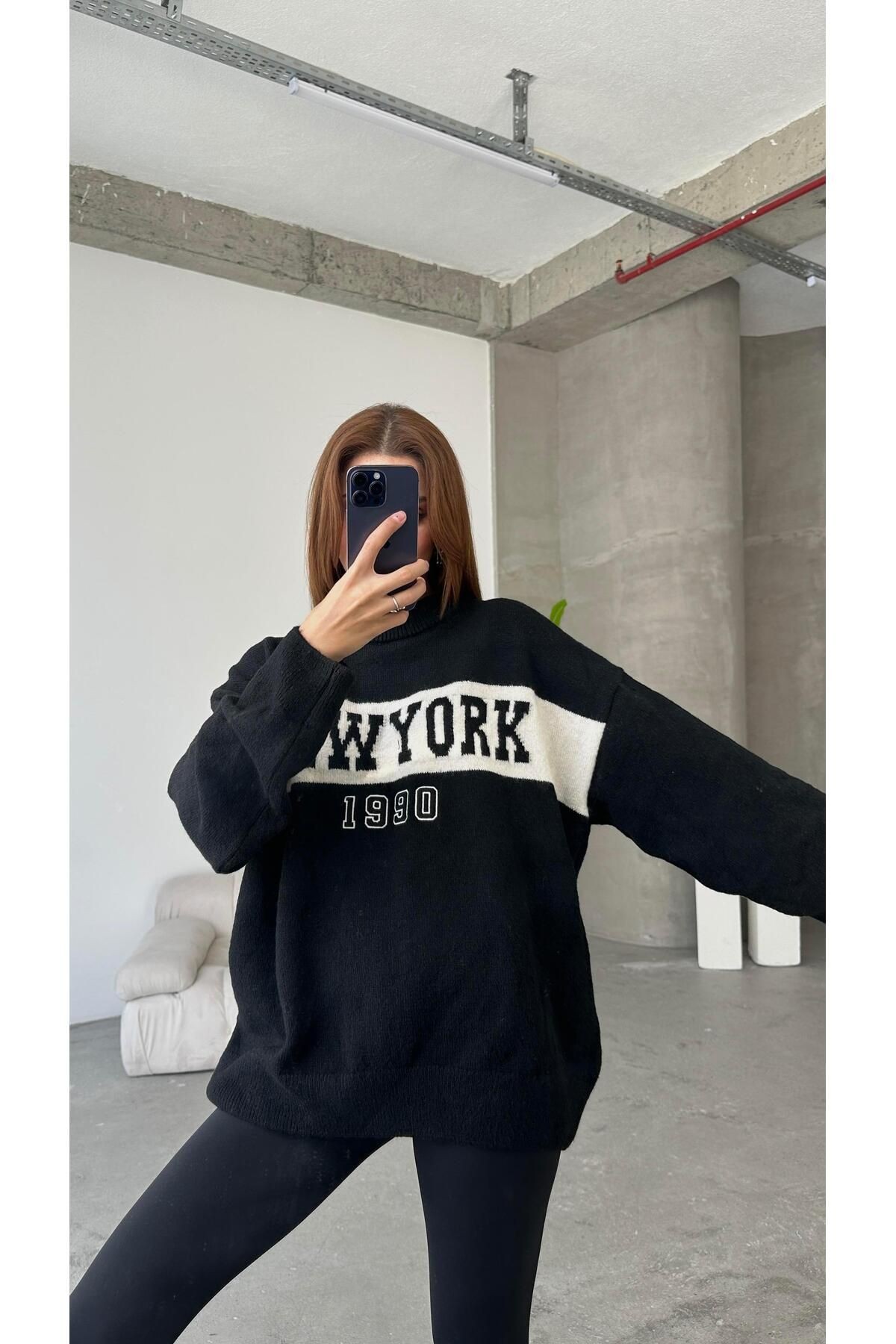 New York Oversize Kazak Siyah