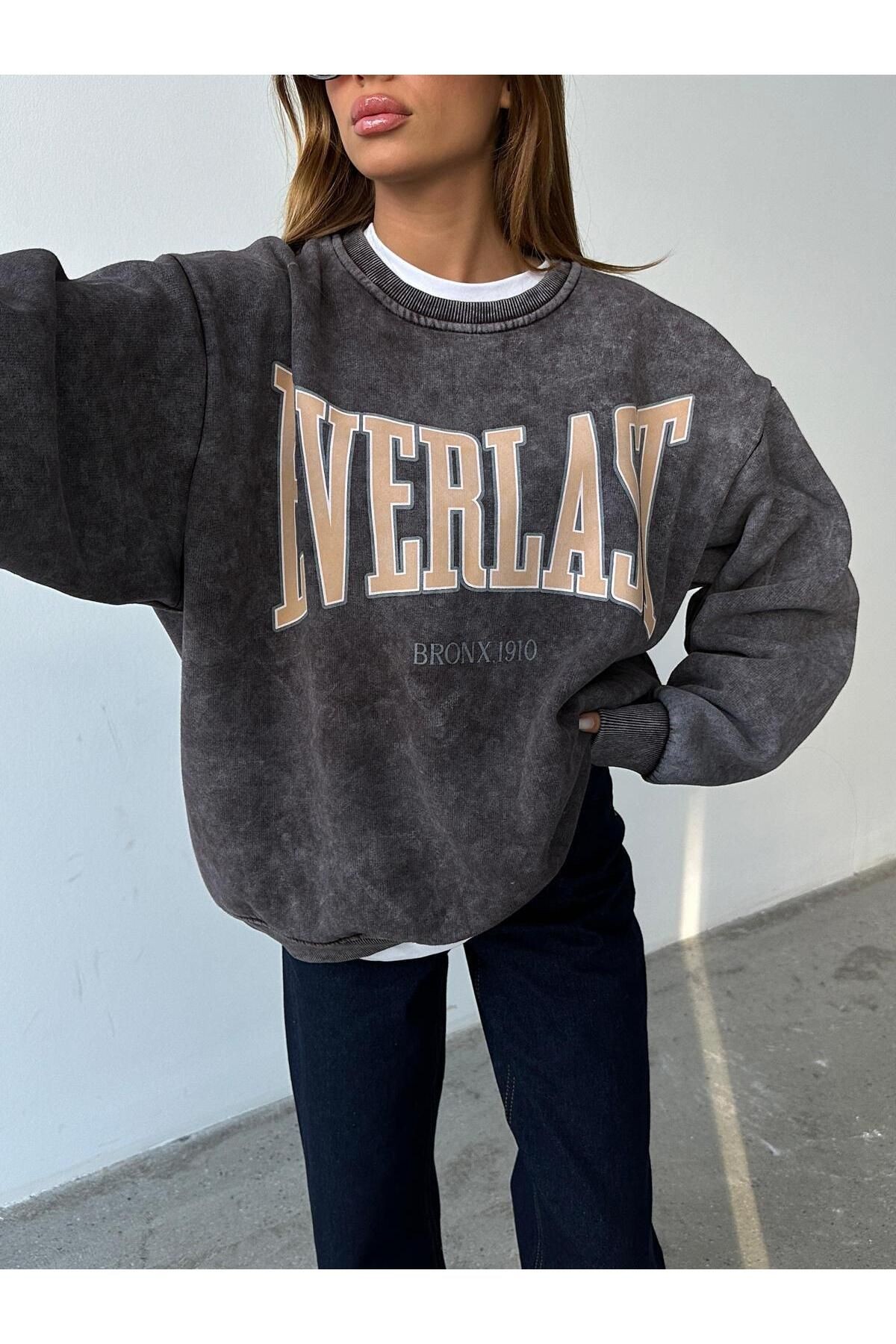 Everlast Baskı Sweat Gri Yıkama