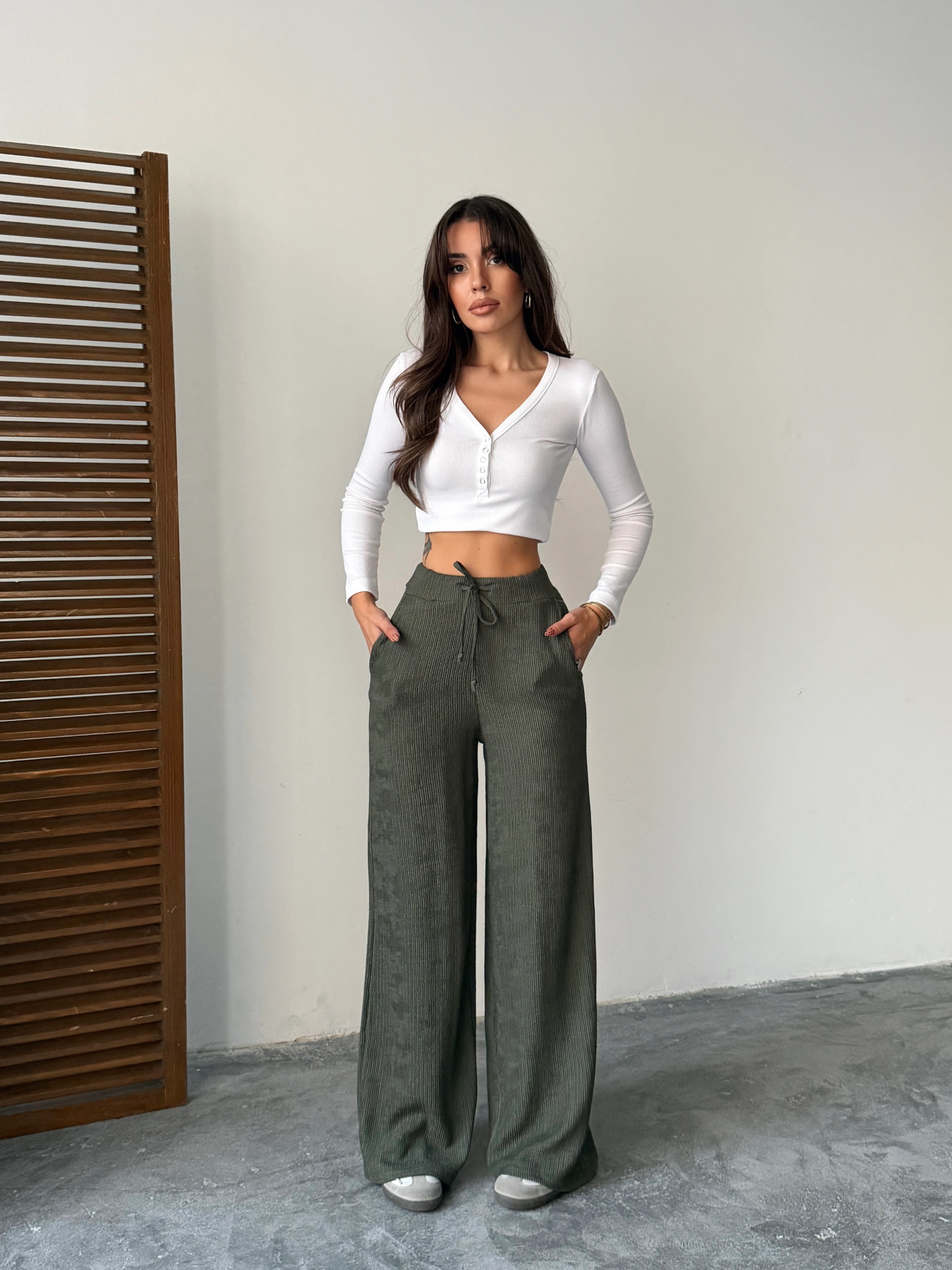 Bel Bağcık Fitilli Pantolon