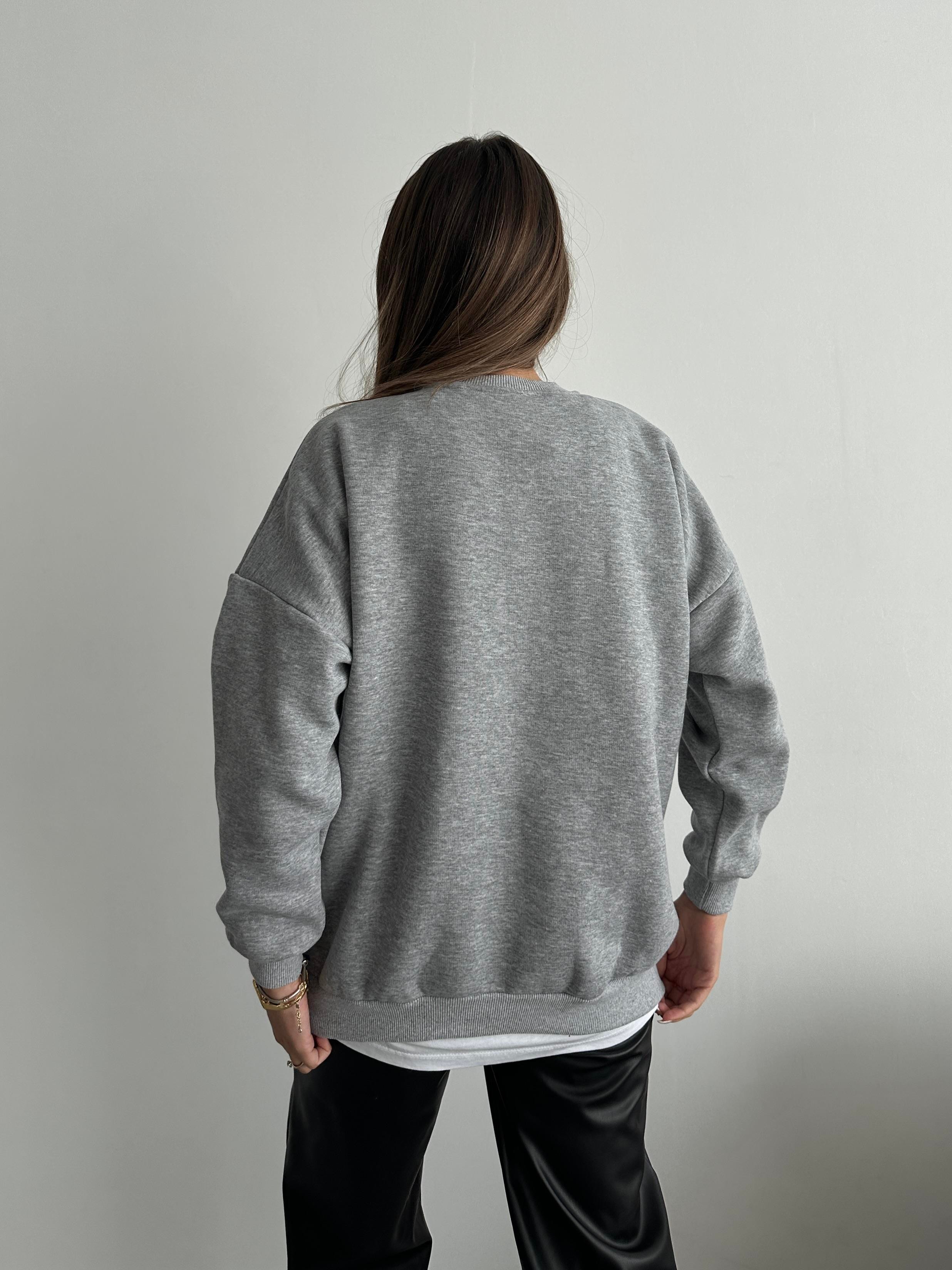 Soho Crew Oversize 3 İplik Sweatshirt Gri