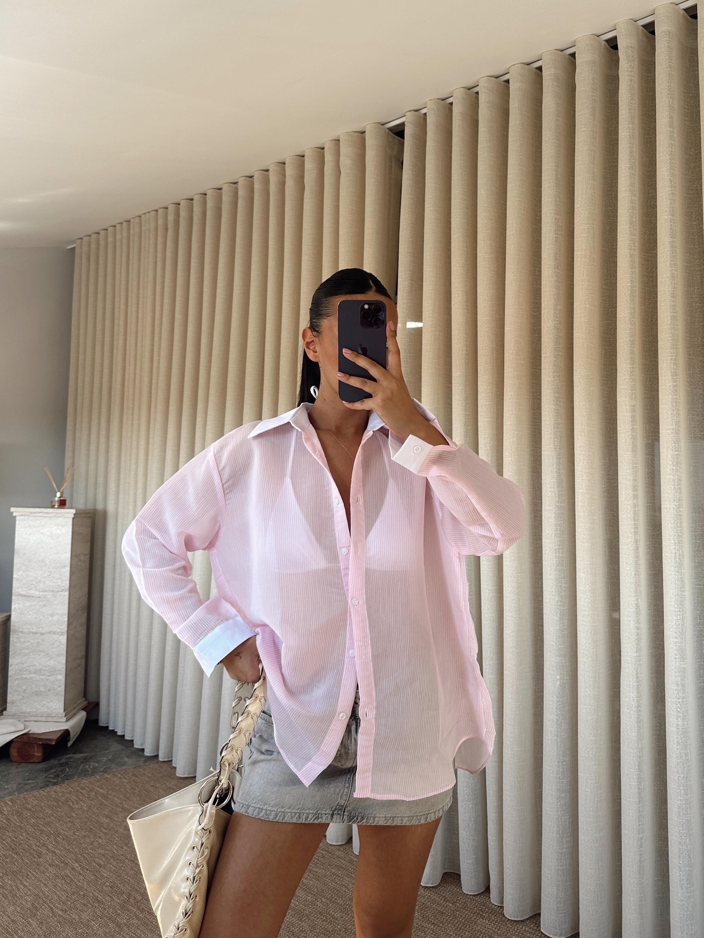 Transparan Gömlek - Pembe