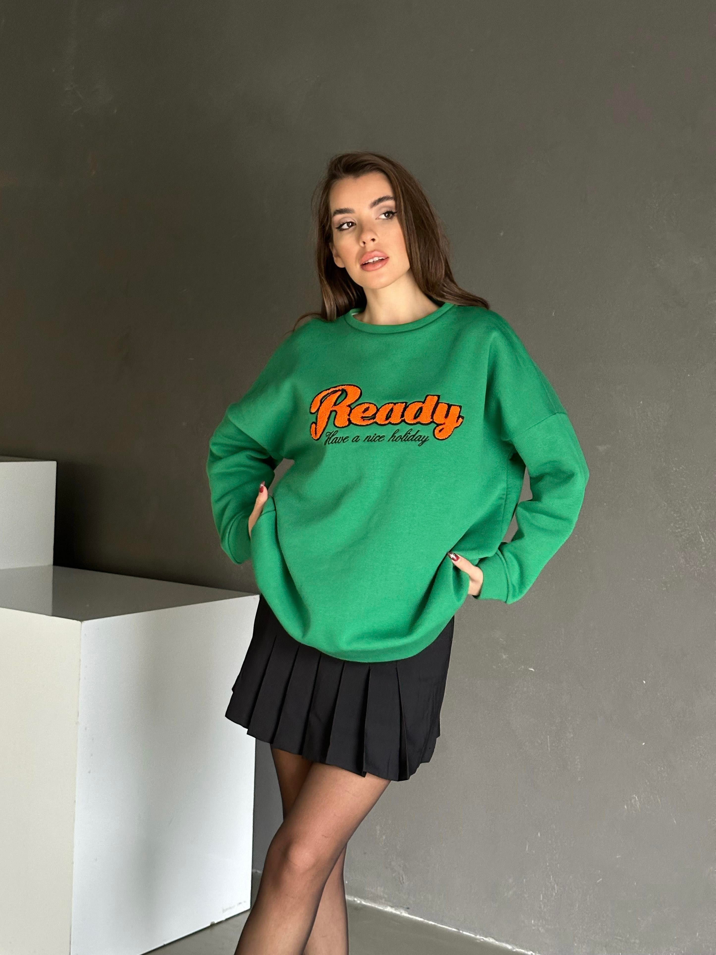 Ready Süzene Detay 3 İplik Sweatshirt Yeşil