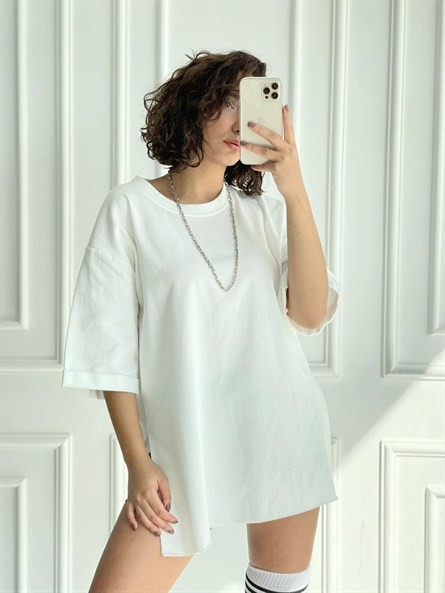 Oversize Sweat Basic Beyaz