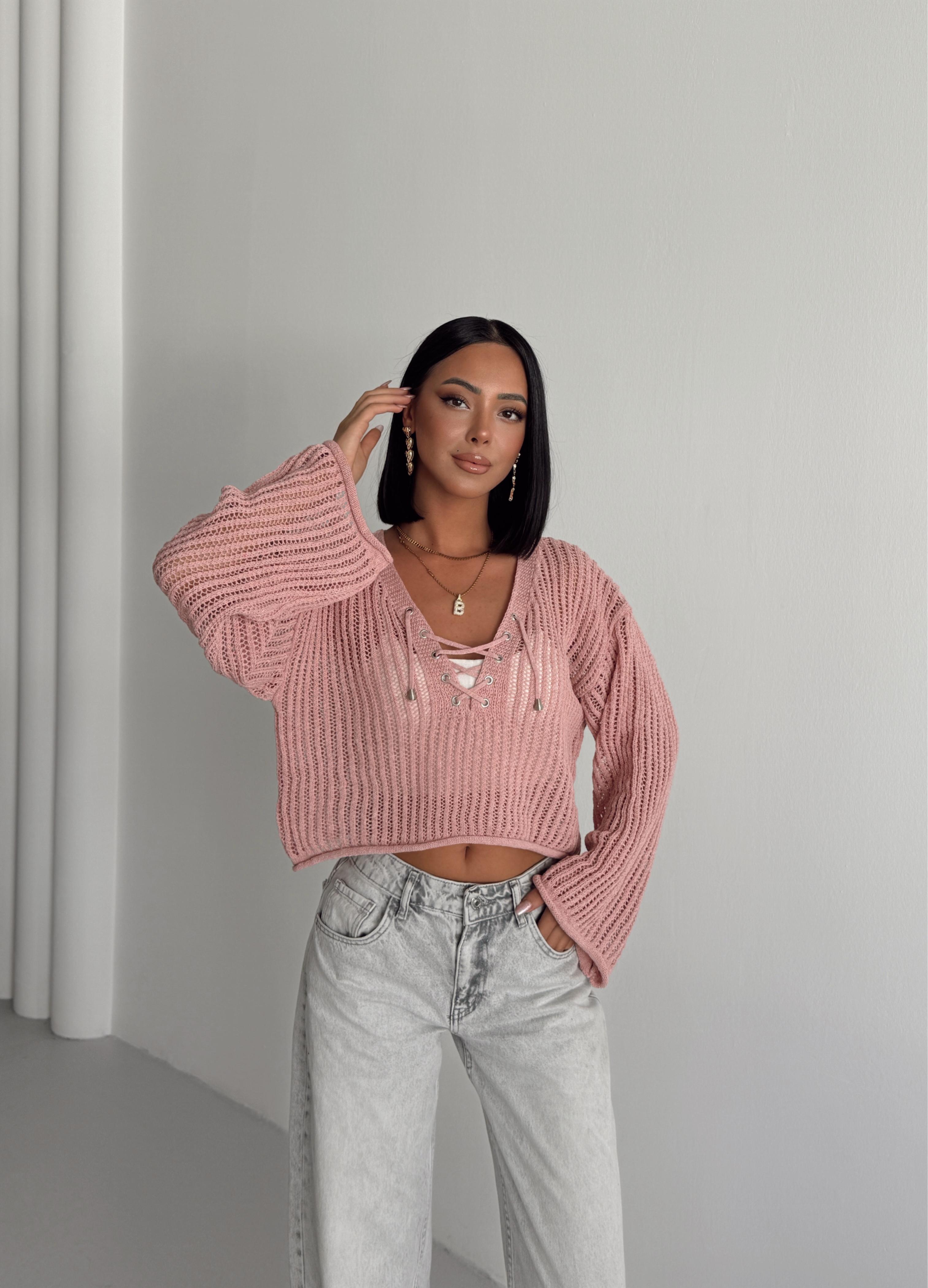 Kuşgözü Crop Triko  - Gül Kurusu