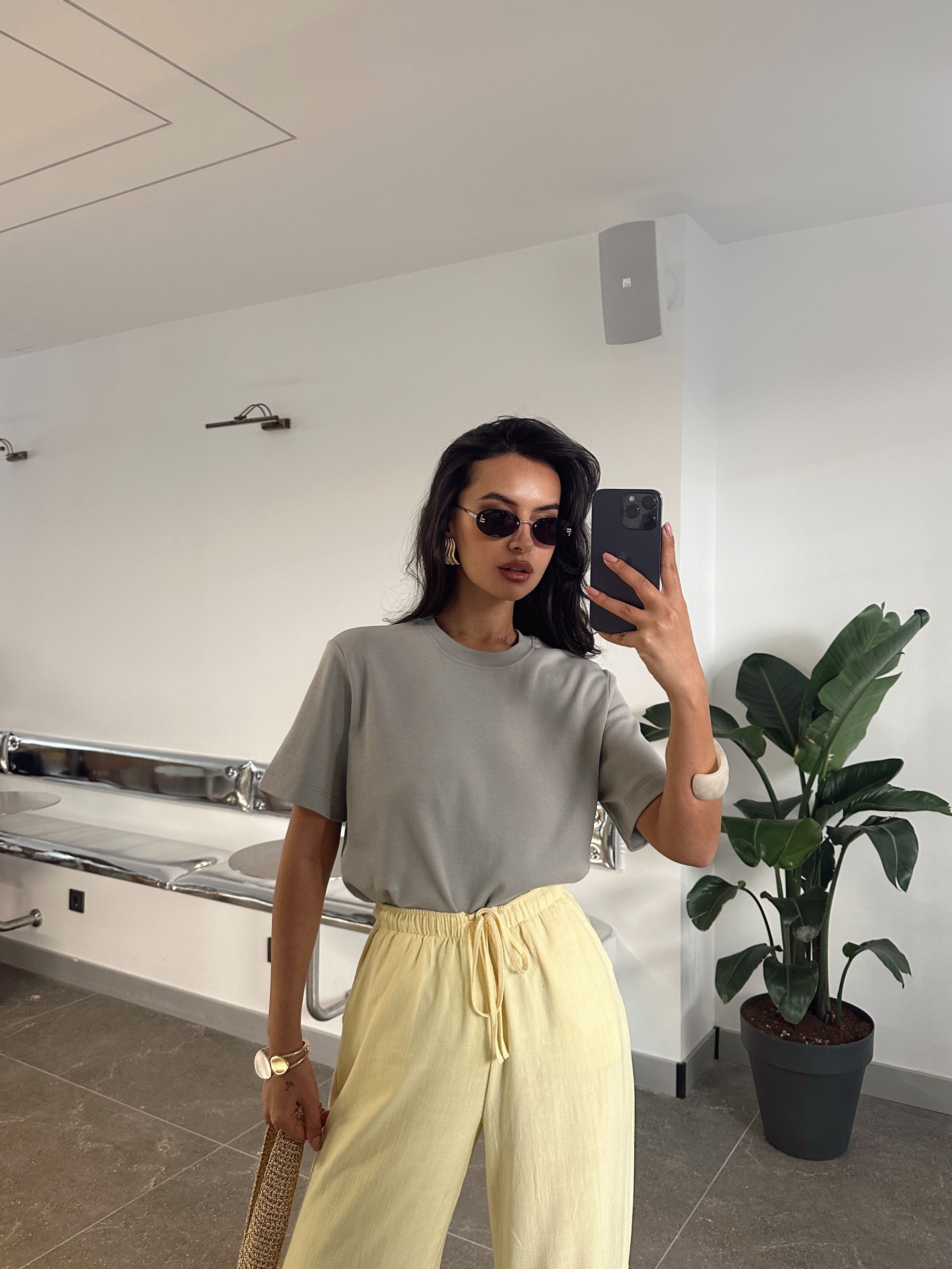 Düz Oversize Basic - Gri