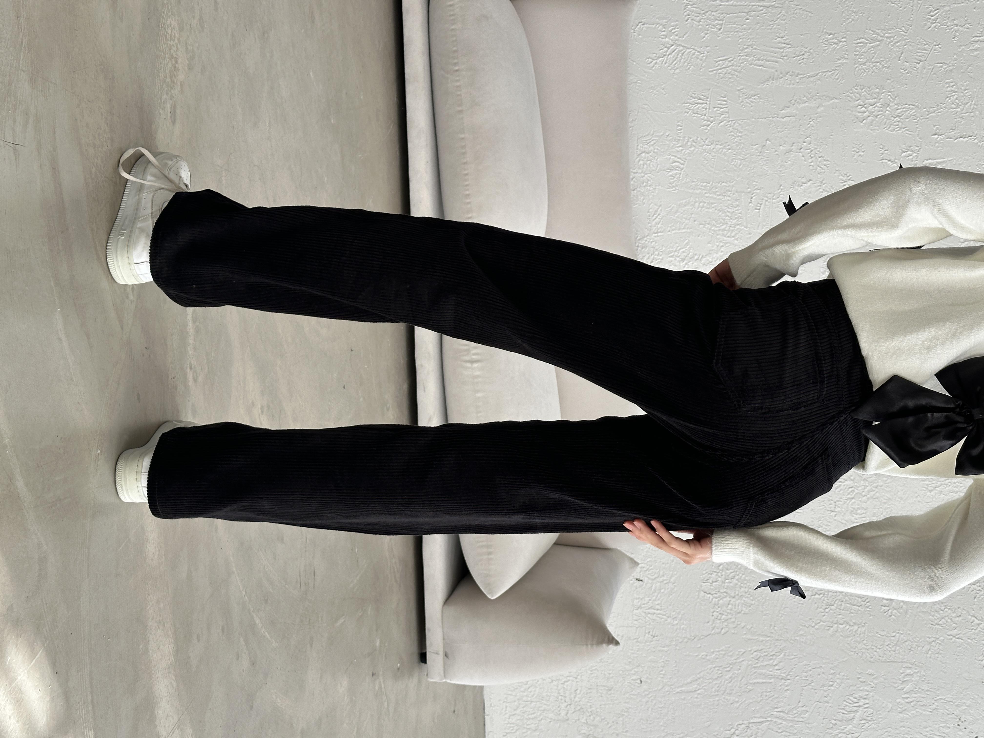 Kadife Palazzo Pantolon Siyah