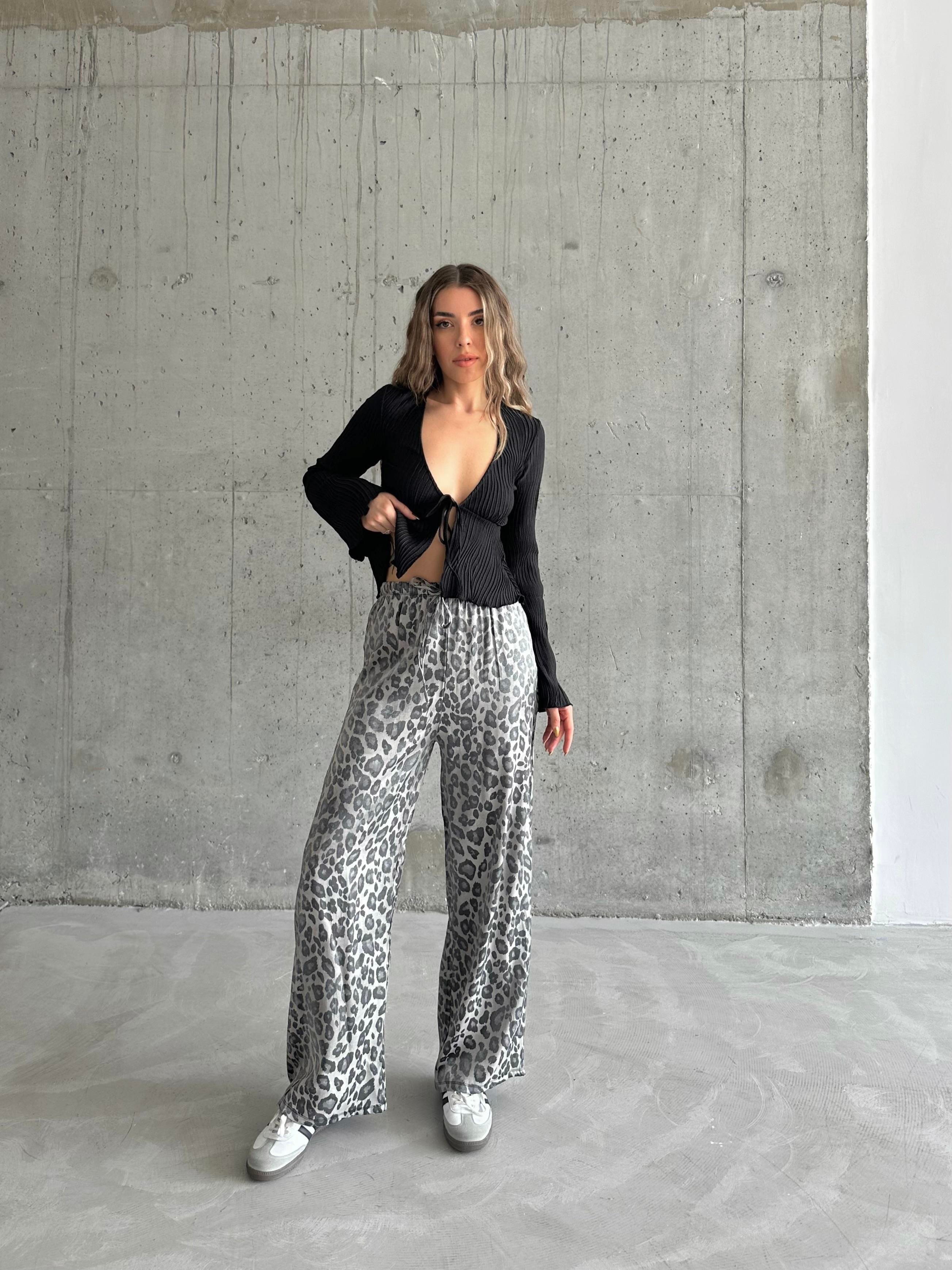 Lumin Leopar Saten Pantolon Leopar