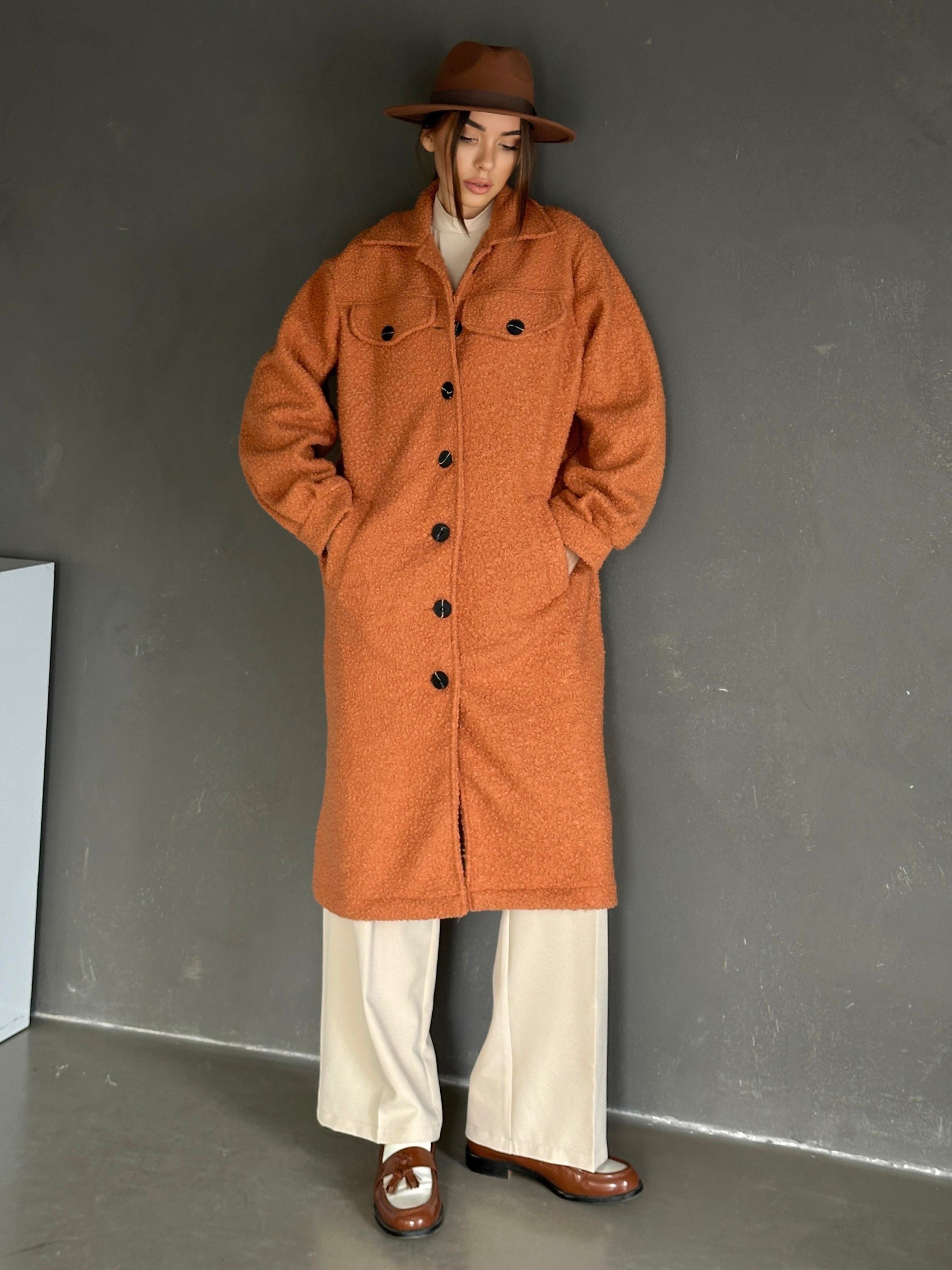 Çift Cep Oversize Buklet Kaban Kiremit