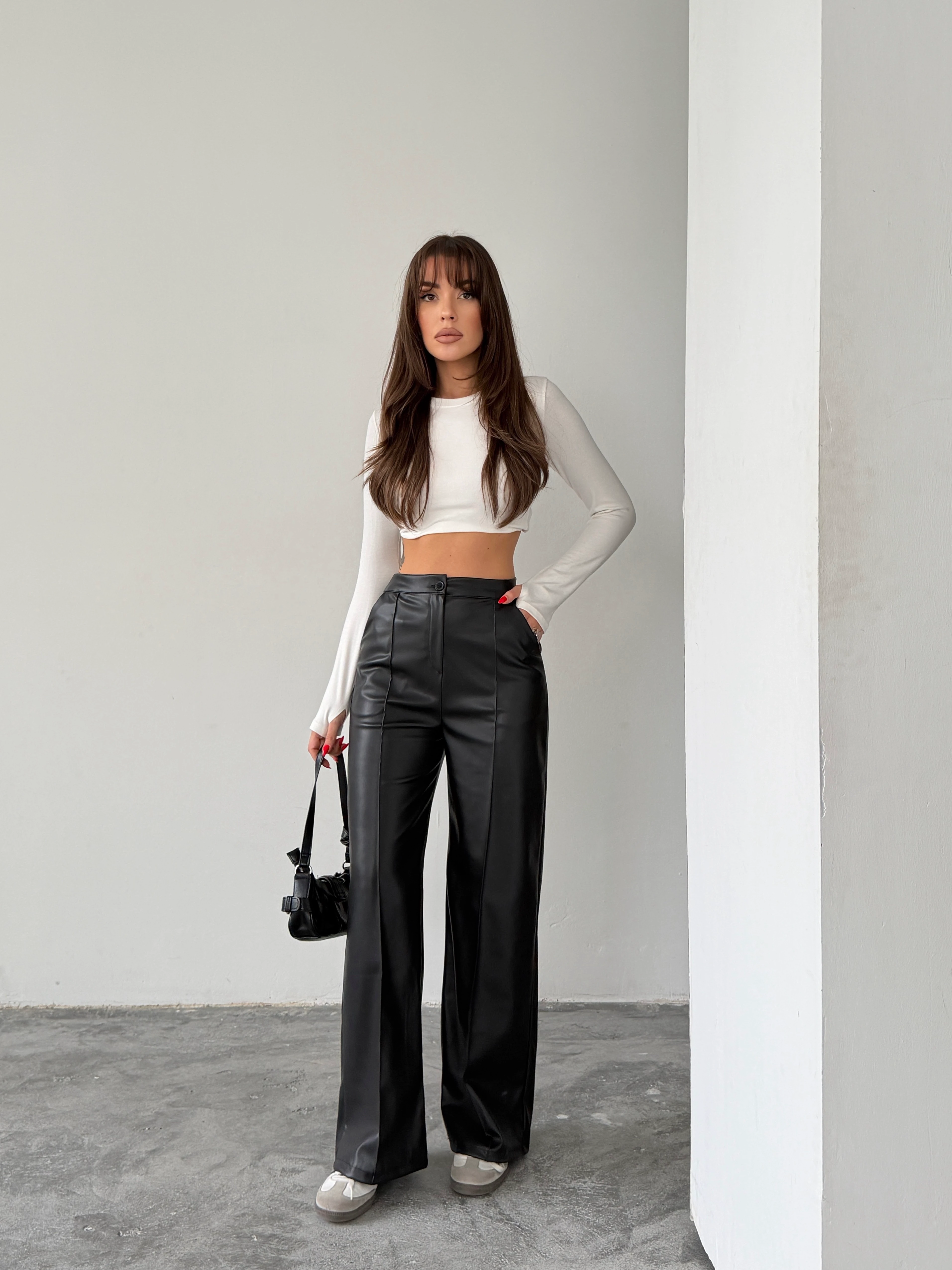 Çımalı Deri Palazzo Pantolon 