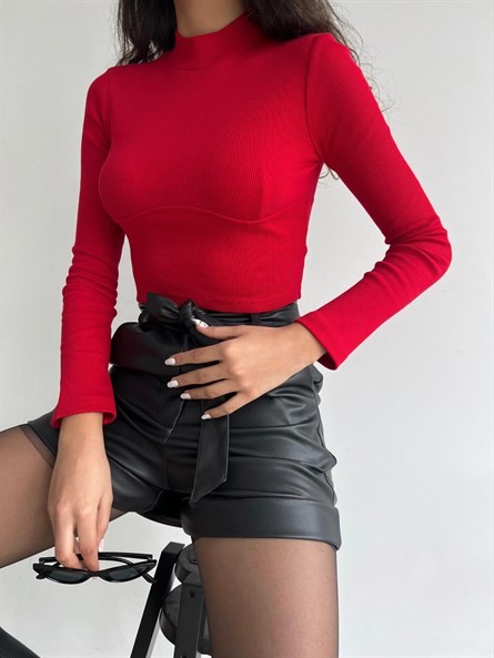 Korseli Balıkçı Bluz Kırmızı