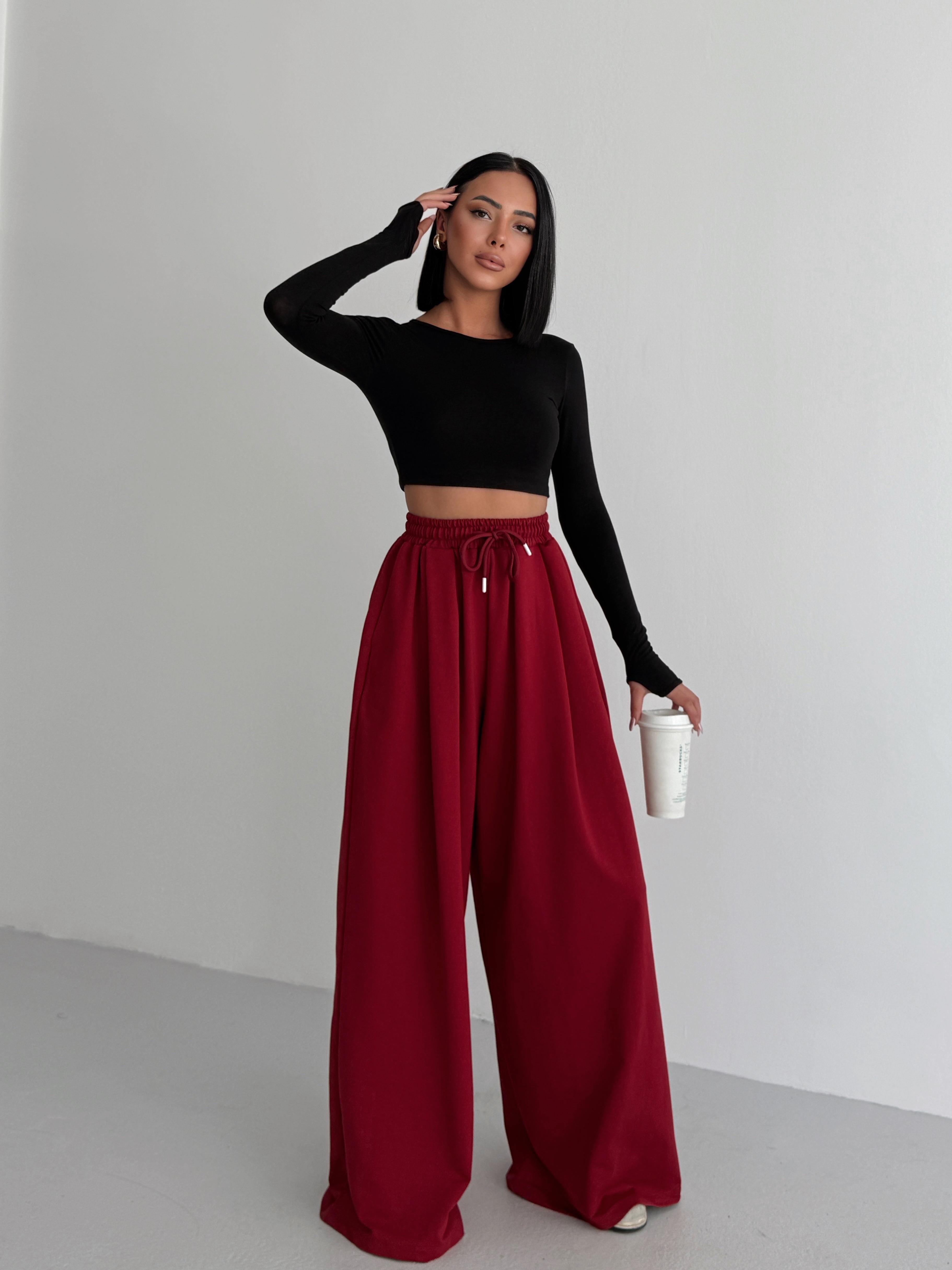 Baggy Salaş Eşofman - Bordo