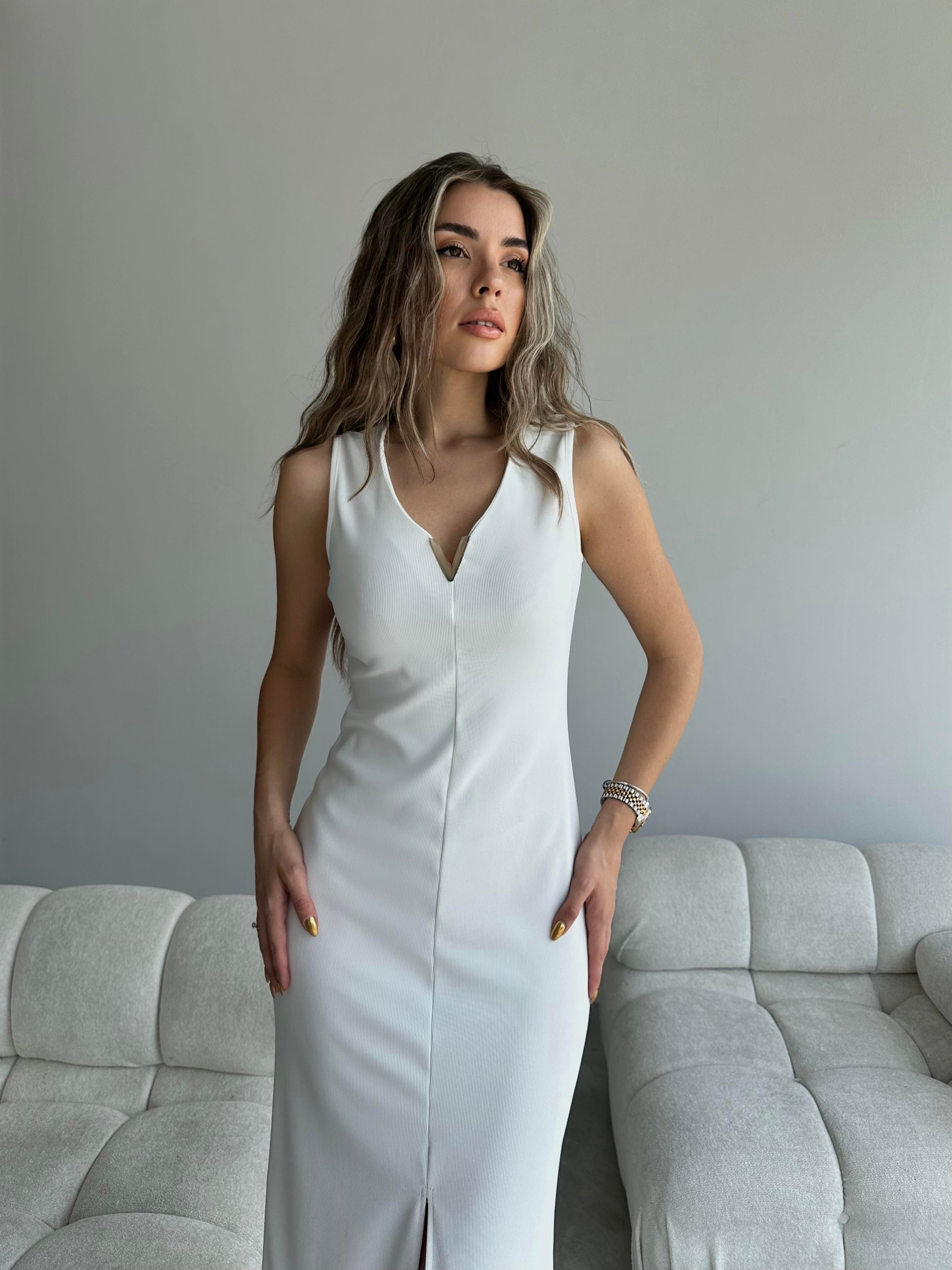 Loli Ön Yırtmaçlı Elbise Beyaz