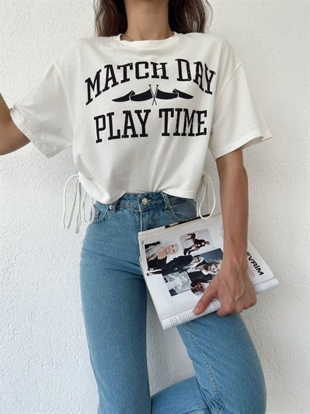 Match Day Yan Büzgülü Basic Beyaz