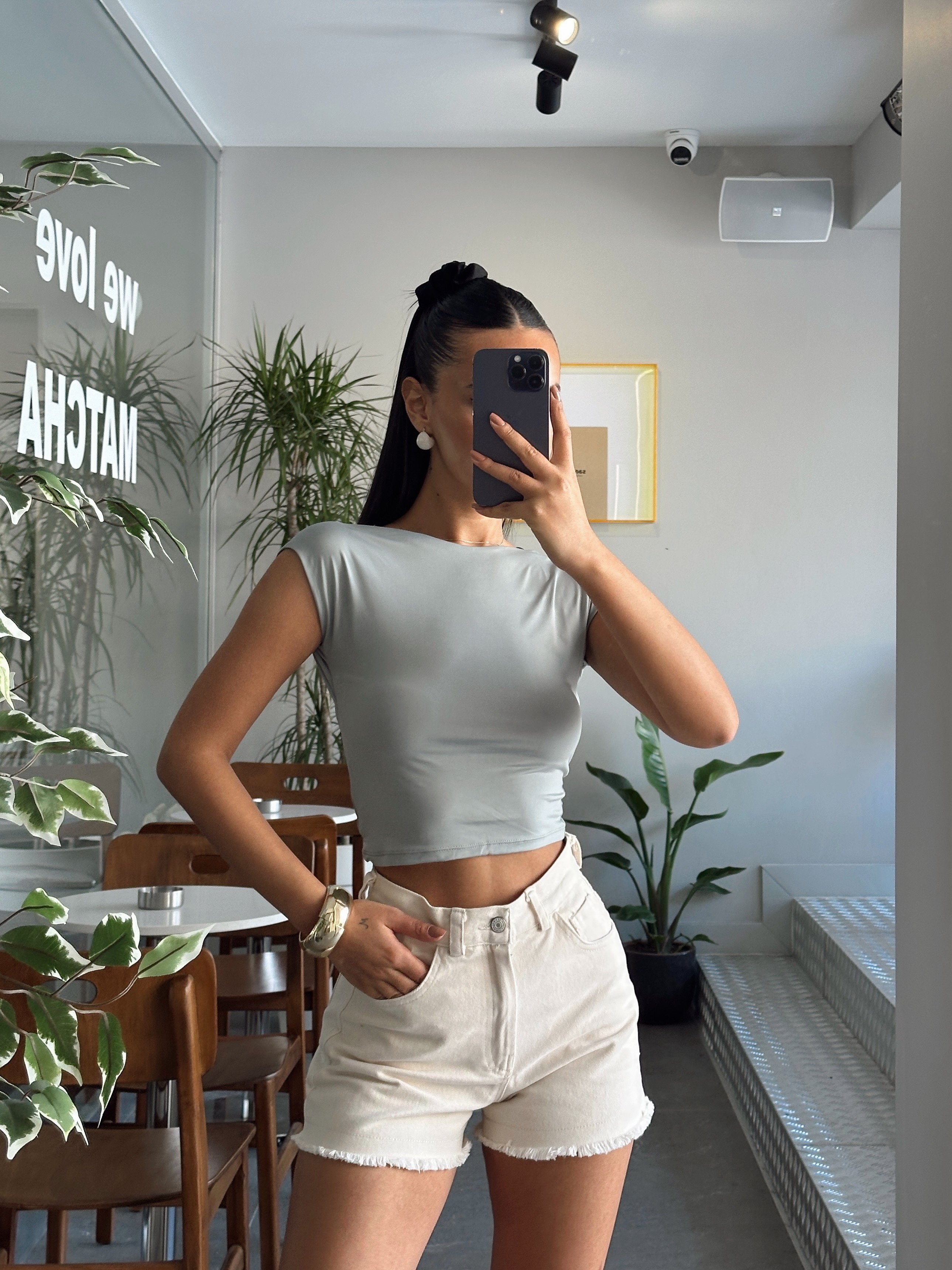 Sırt Açık Crop - Mint