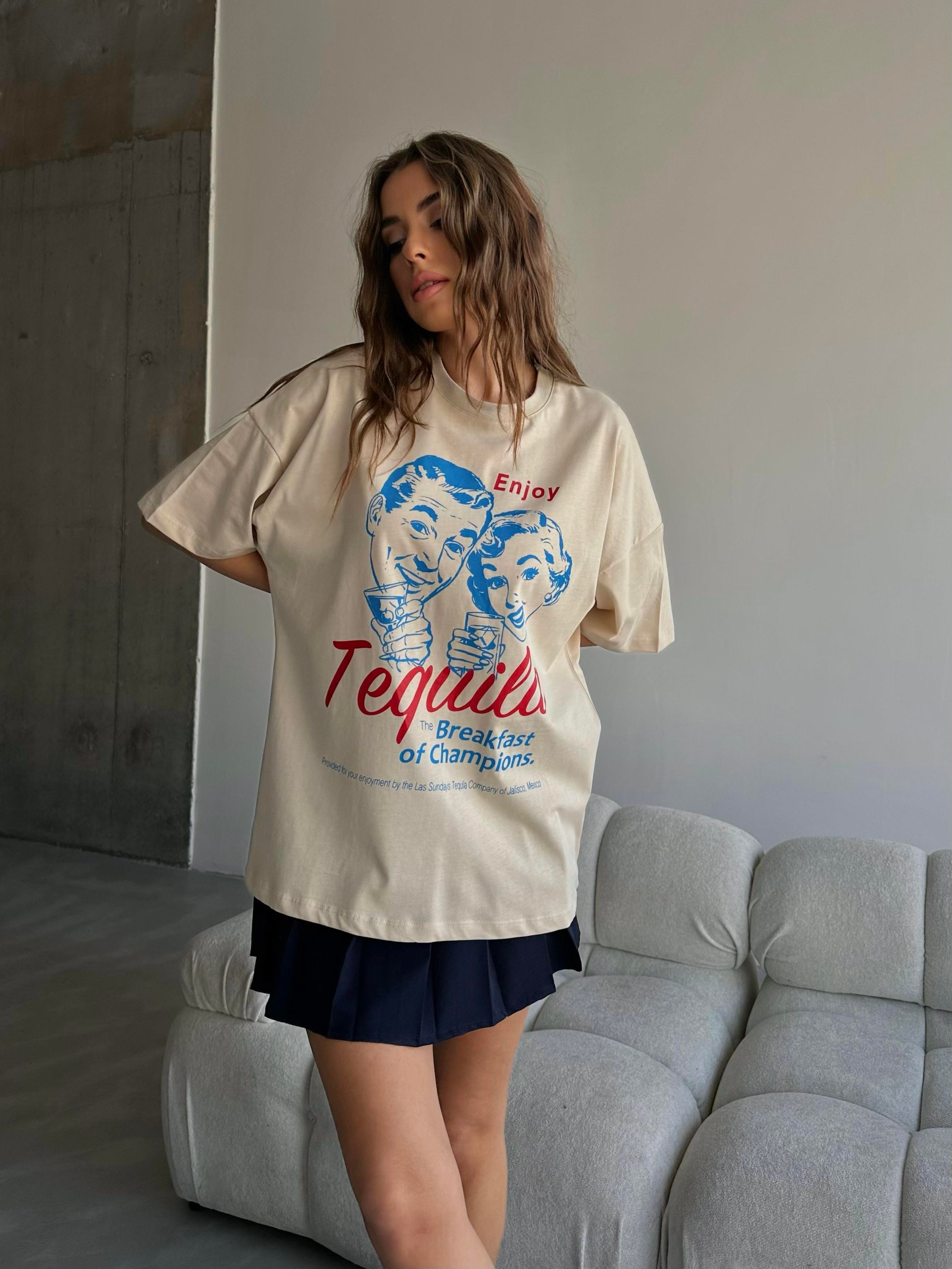 Tequila Baskılı Tshirt Bej