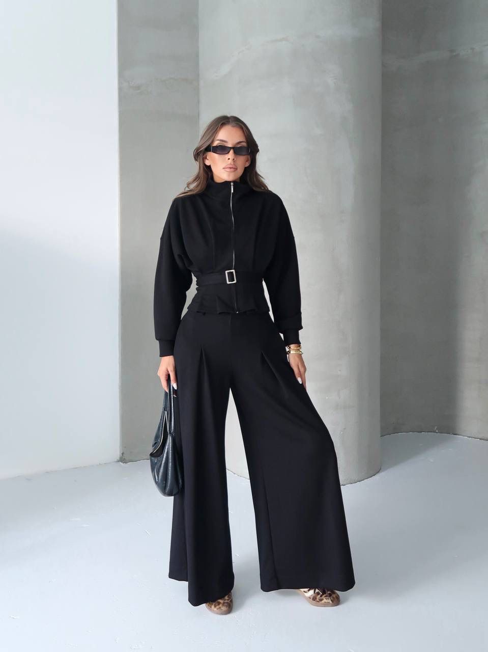 Beli Kemerli İkili Takım  - Black
