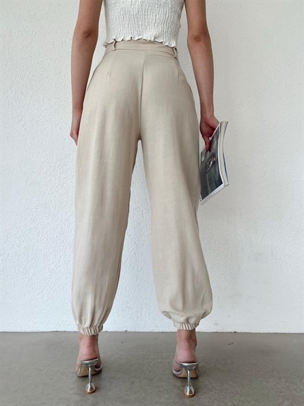 Keten Jogger Pantolon Taş
