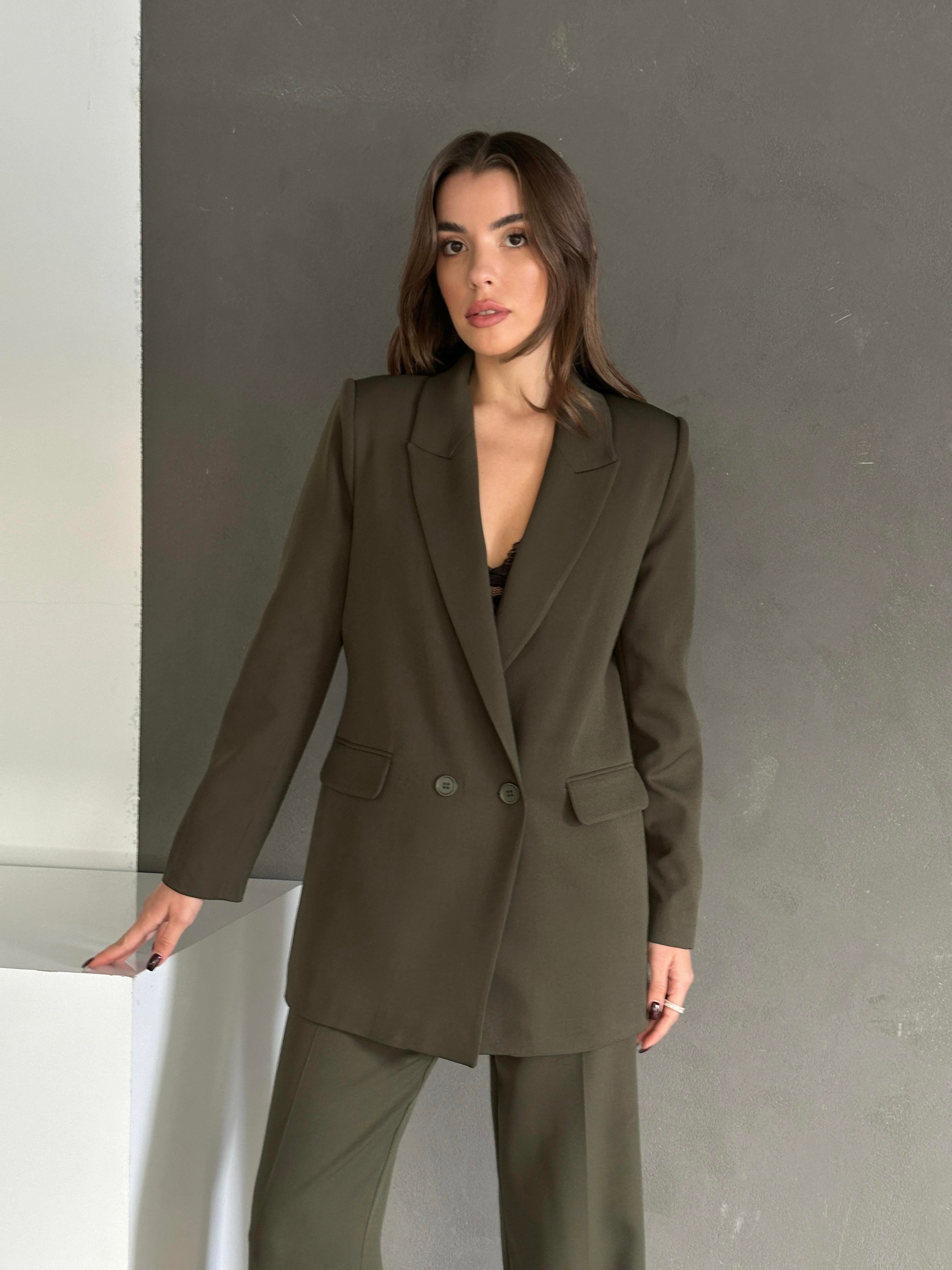 Classic Blazer Ceket Haki Yeşil