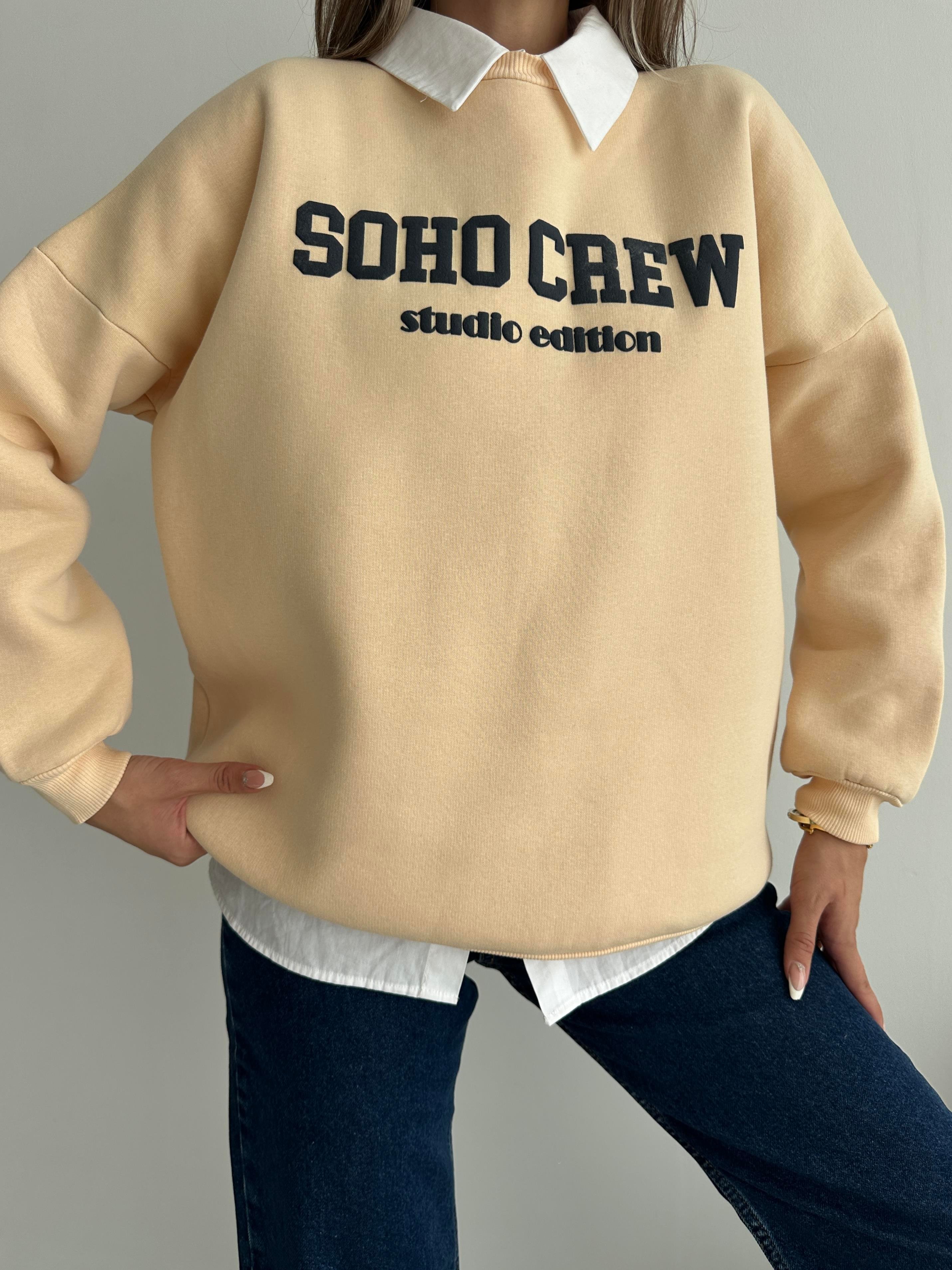 Soho Crew Oversize 3 İplik Sweatshirt Bej