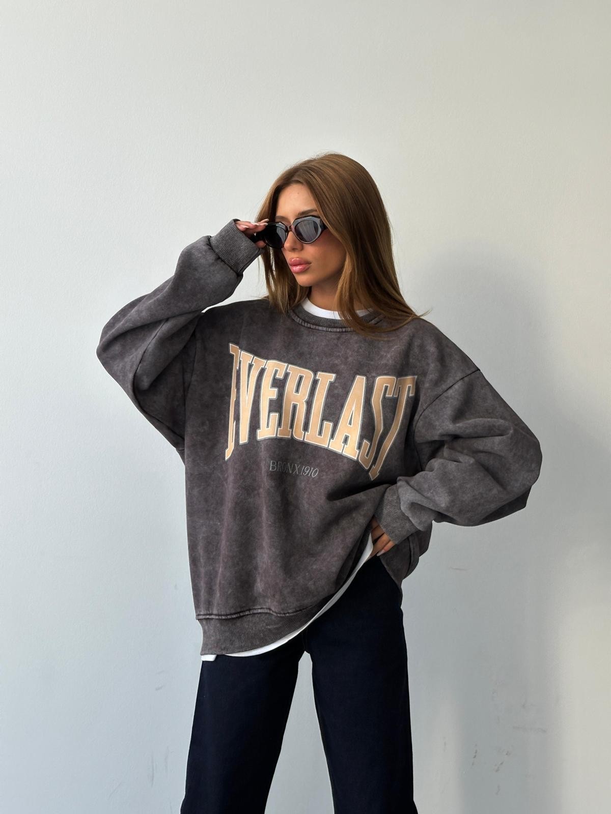 Everlast Baskı Sweat Gri Yıkama