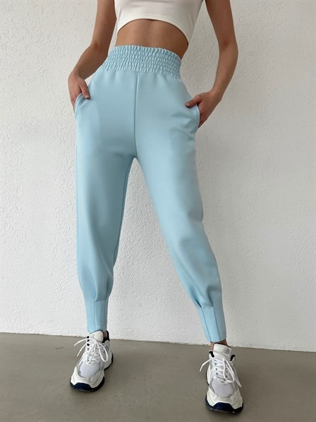 Bel Lastik Pliseli Scuba Jogger Eşofman Bebe Mavi