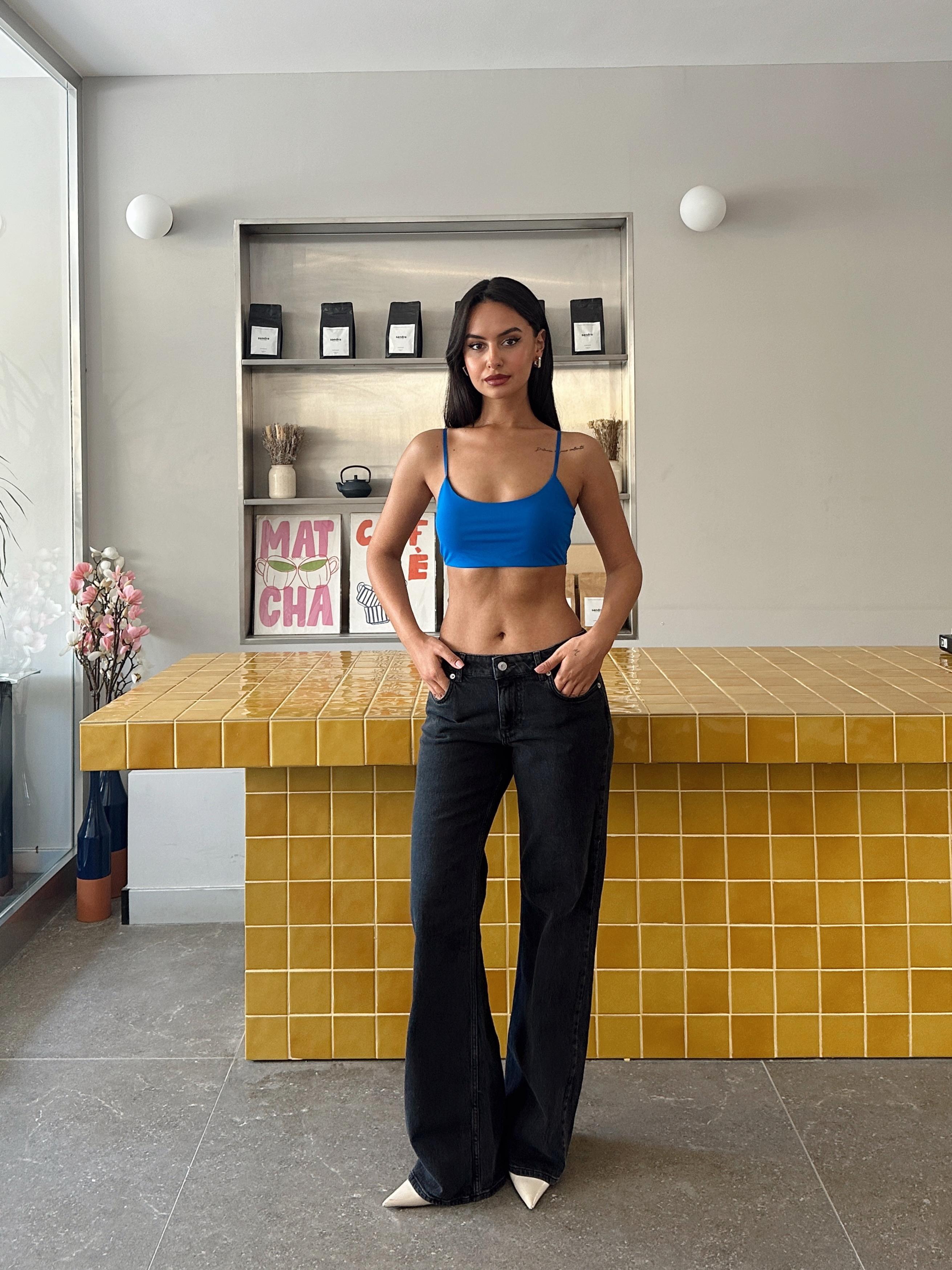 Orta Bel Wide Leg Jean  - Siyah